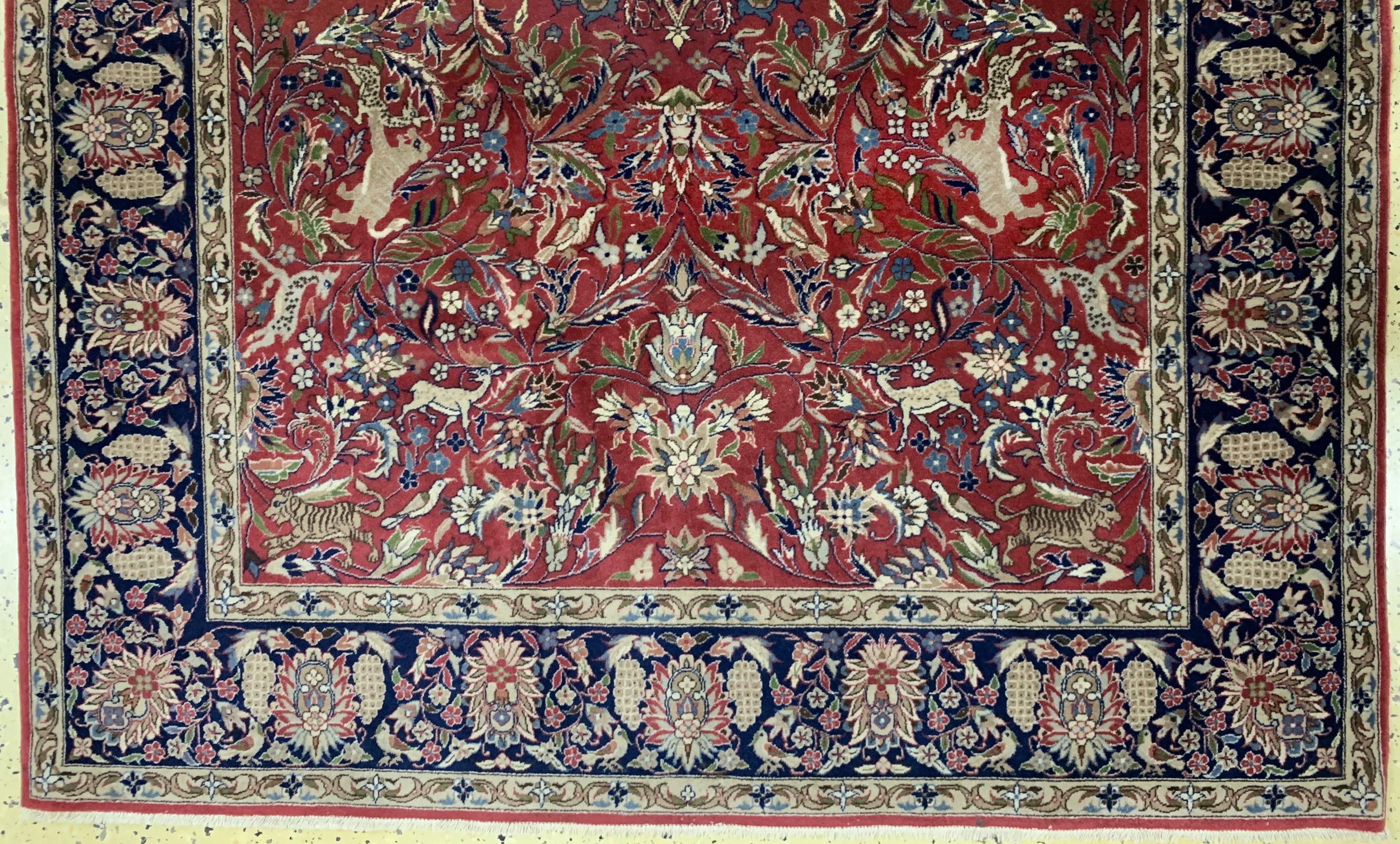 Detail b: Esfahan fein, China, Ende 20.Jhd, Korkwolleauf Seide, ca. 196 x 128 cm, ca. 1,0 Mio. Kn/qm, EHZ: 2
