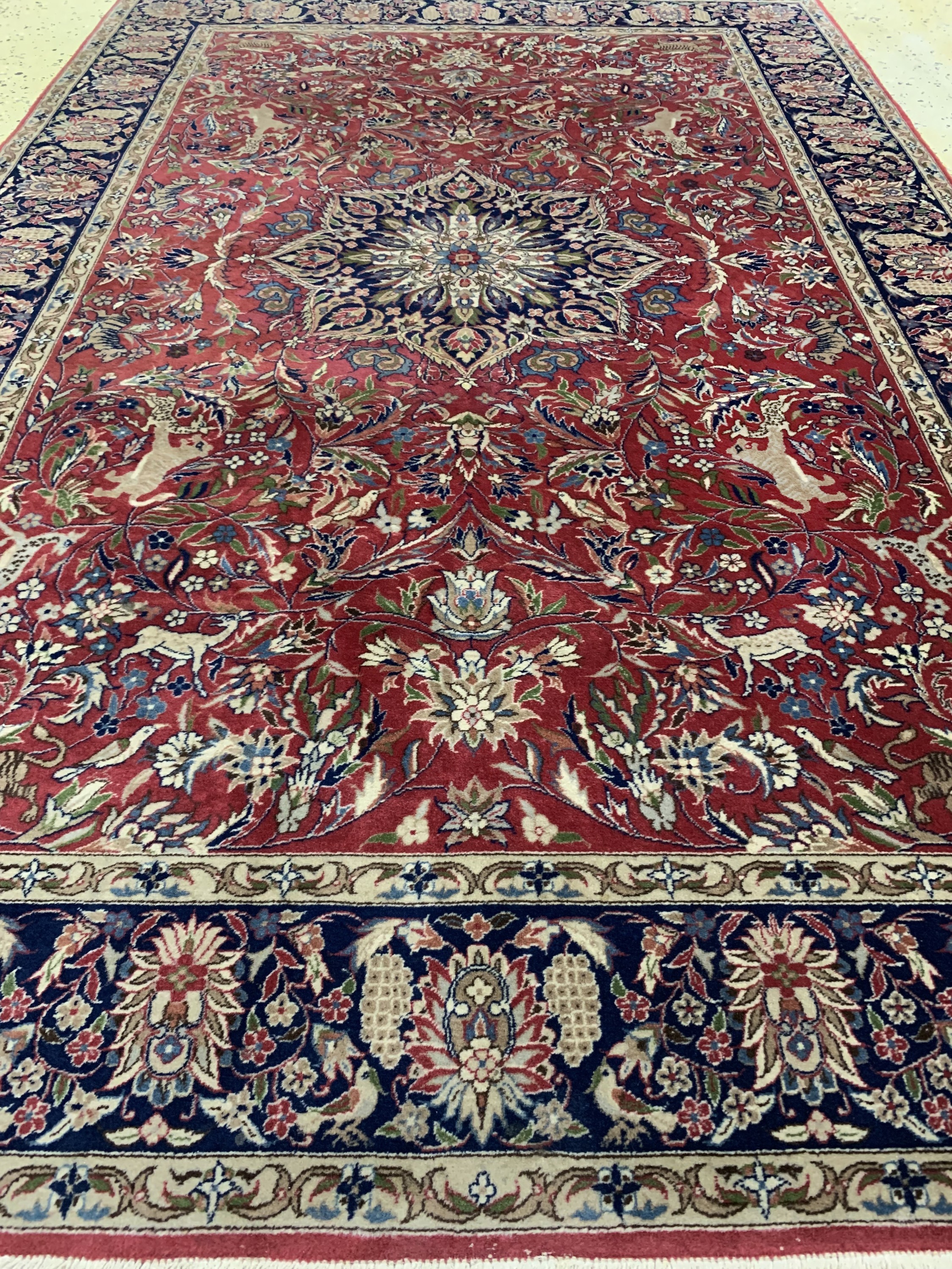 Detail d: Esfahan fein, China, Ende 20.Jhd, Korkwolleauf Seide, ca. 196 x 128 cm, ca. 1,0 Mio. Kn/qm, EHZ: 2