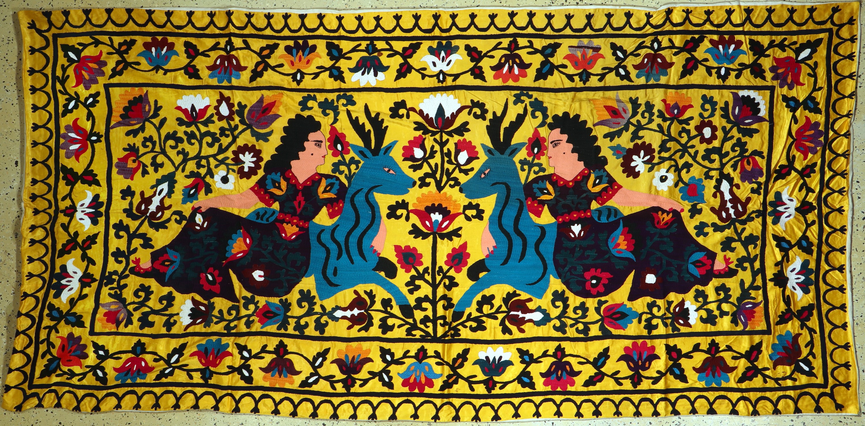 Susani, Uzbekistan, Mitte 20.Jhd, Seidenstickerei, ca. 286 x 136 cm, EHZ: 2