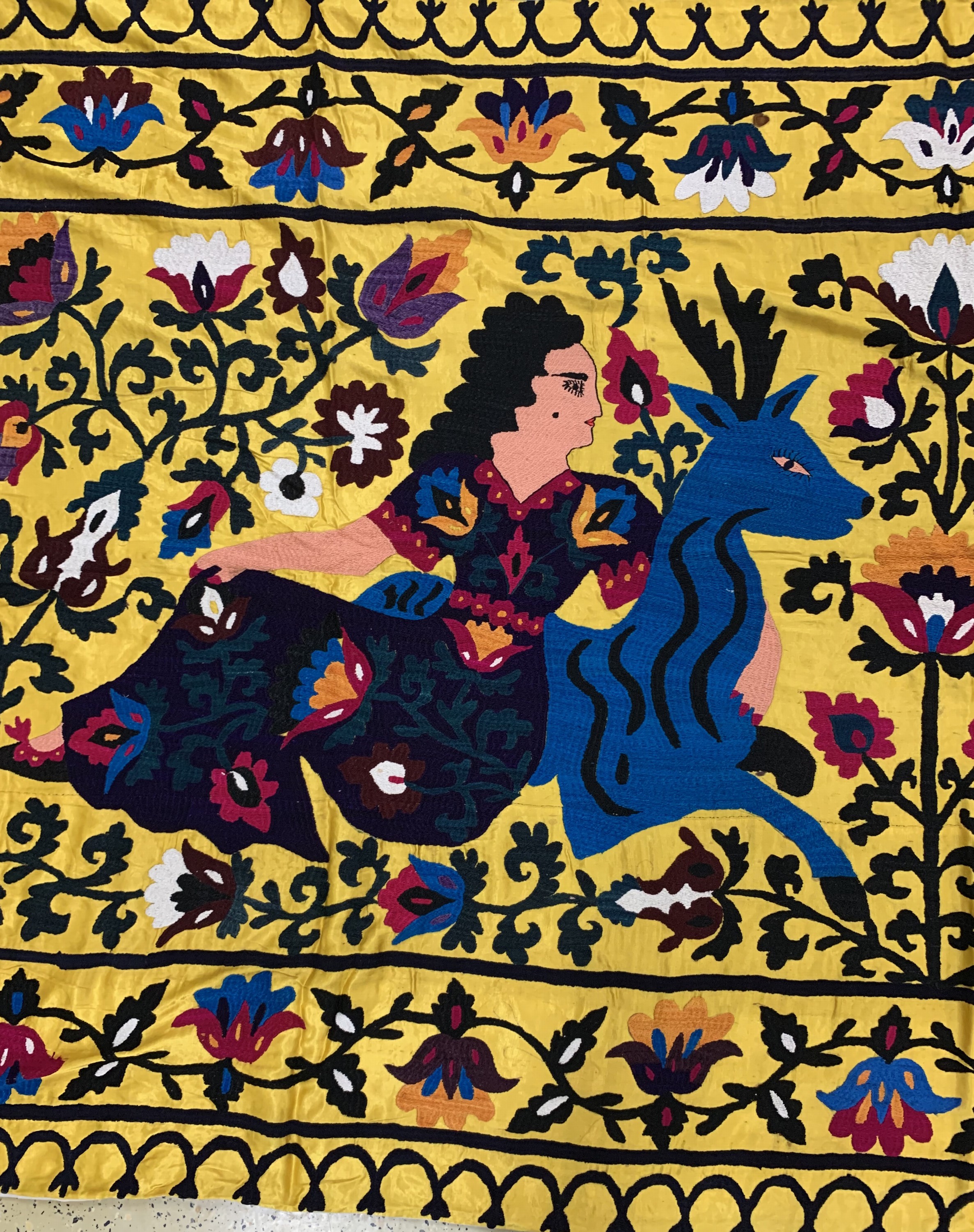 Detail b: Susani, Uzbekistan, Mitte 20.Jhd, Seidenstickerei, ca. 286 x 136 cm, EHZ: 2