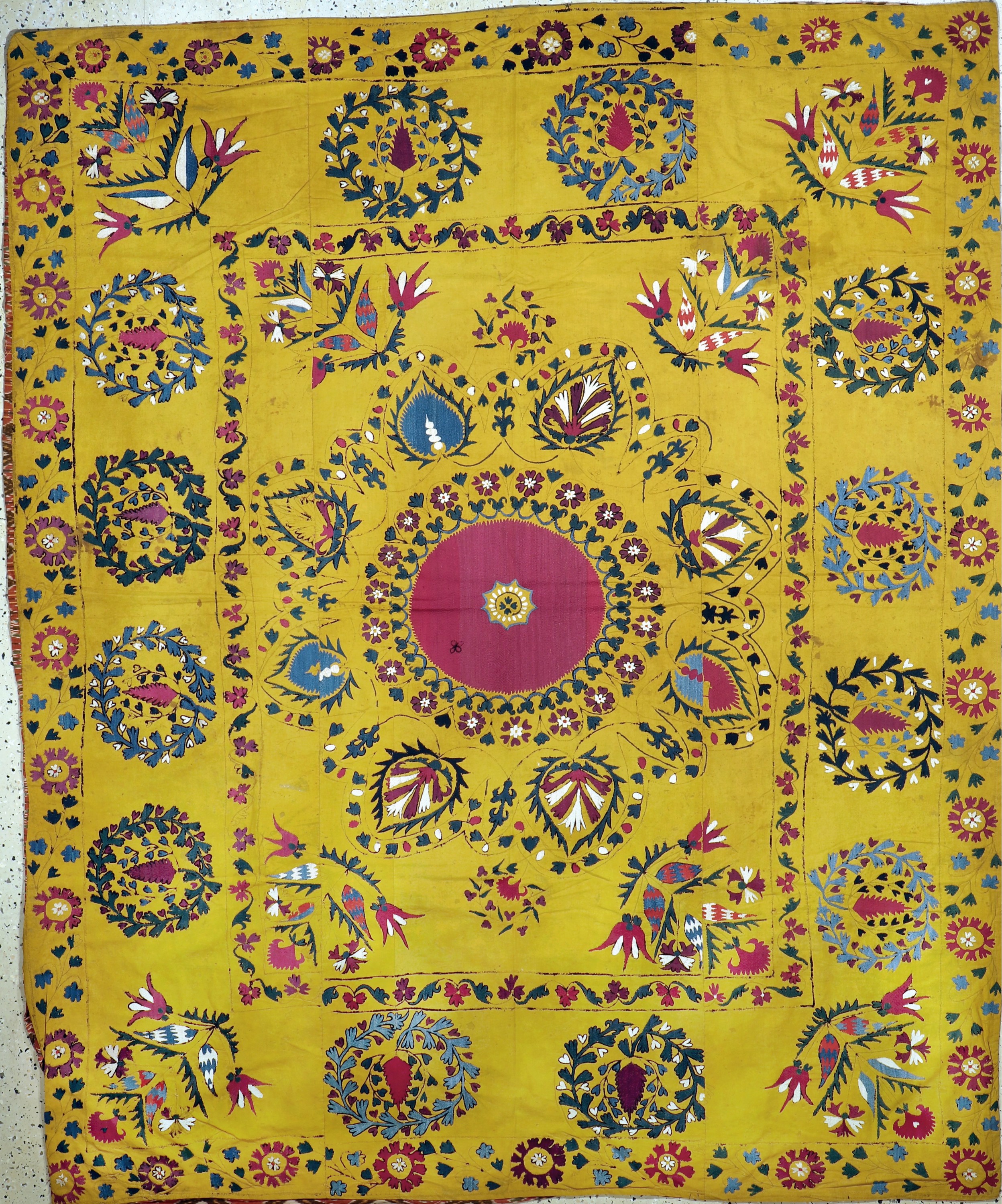 Samarkand Susani, Uzbekistan, um 1900, Seide-Baumwollstickerei, ca. 235 x 195 cm, EHZ: 3