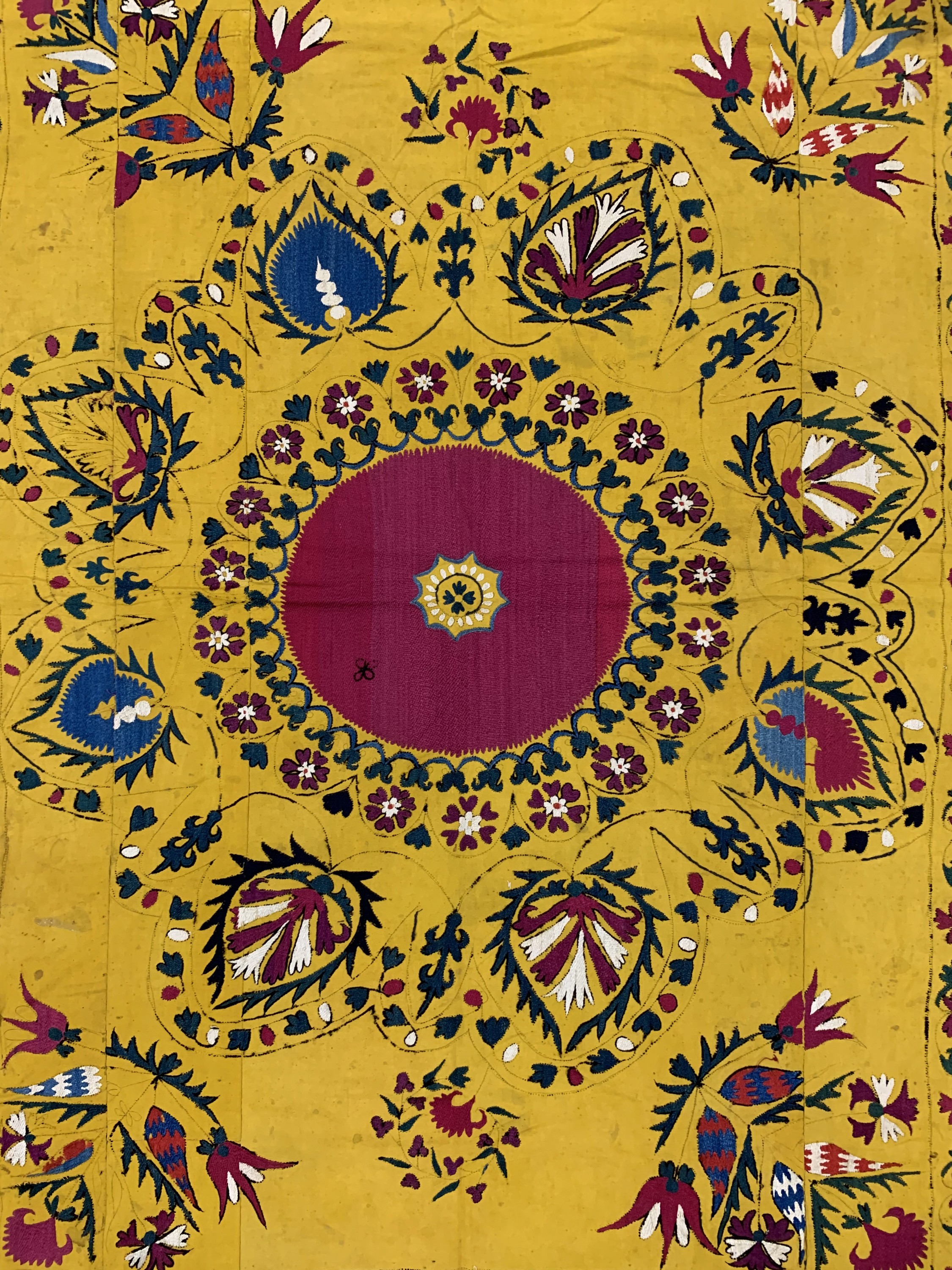 Detail c: Samarkand Susani, Uzbekistan, um 1900, Seide-Baumwollstickerei, ca. 235 x 195 cm, EHZ: 3