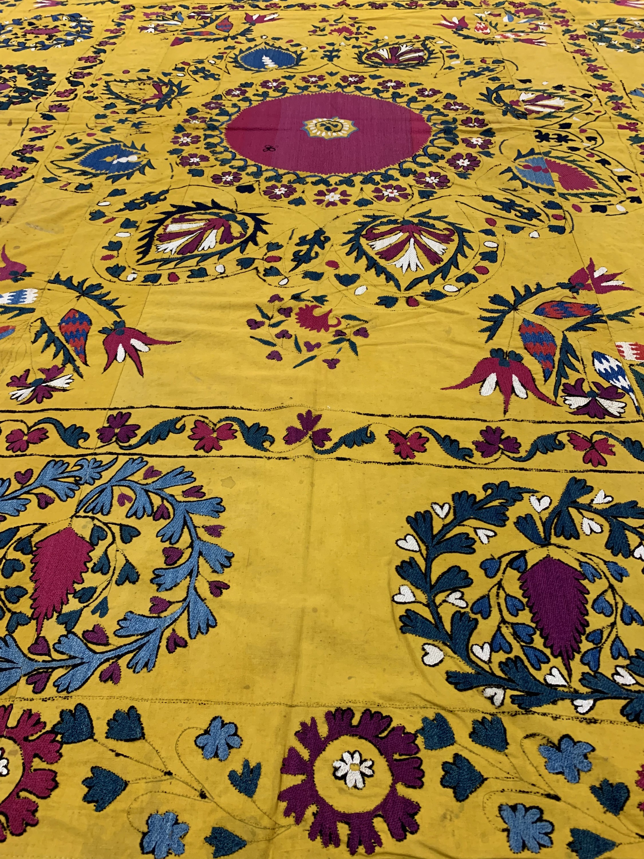 Detail f: Samarkand Susani, Uzbekistan, um 1900, Seide-Baumwollstickerei, ca. 235 x 195 cm, EHZ: 3