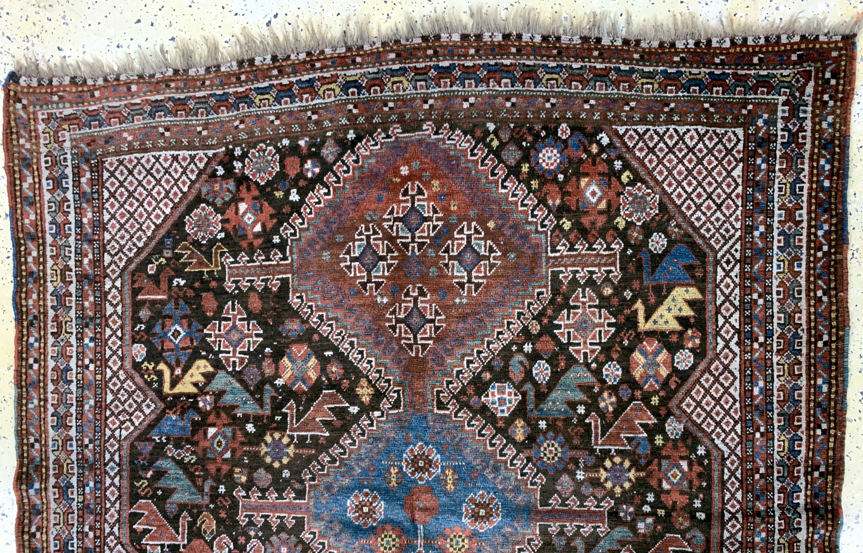 Detail a: Antiker Khamseh, Persien, 19.Jhd, Wolle aufWolle, ca. 202 x 170 cm, EHZ: 3