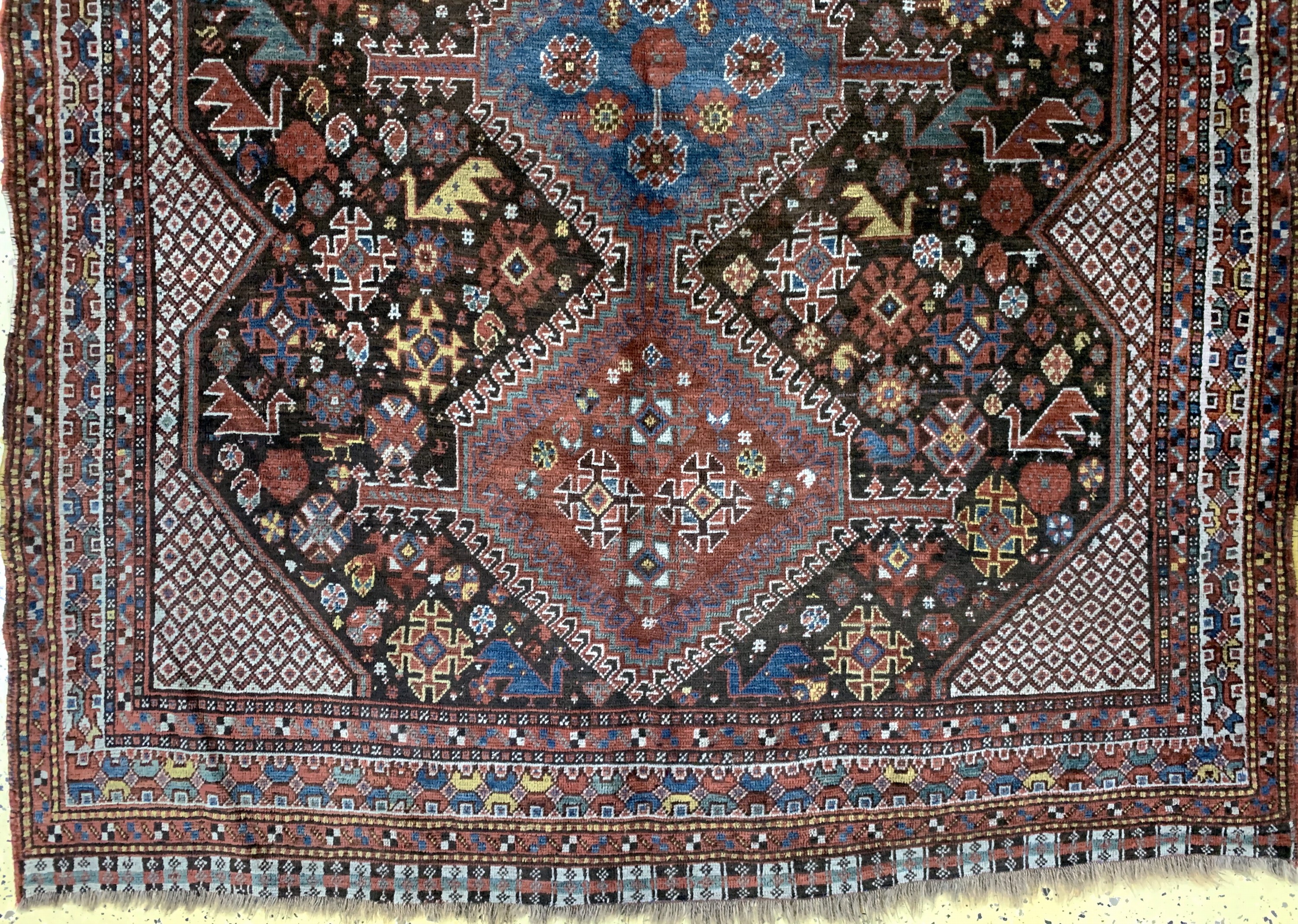 Detail b: Antiker Khamseh, Persien, 19.Jhd, Wolle aufWolle, ca. 202 x 170 cm, EHZ: 3