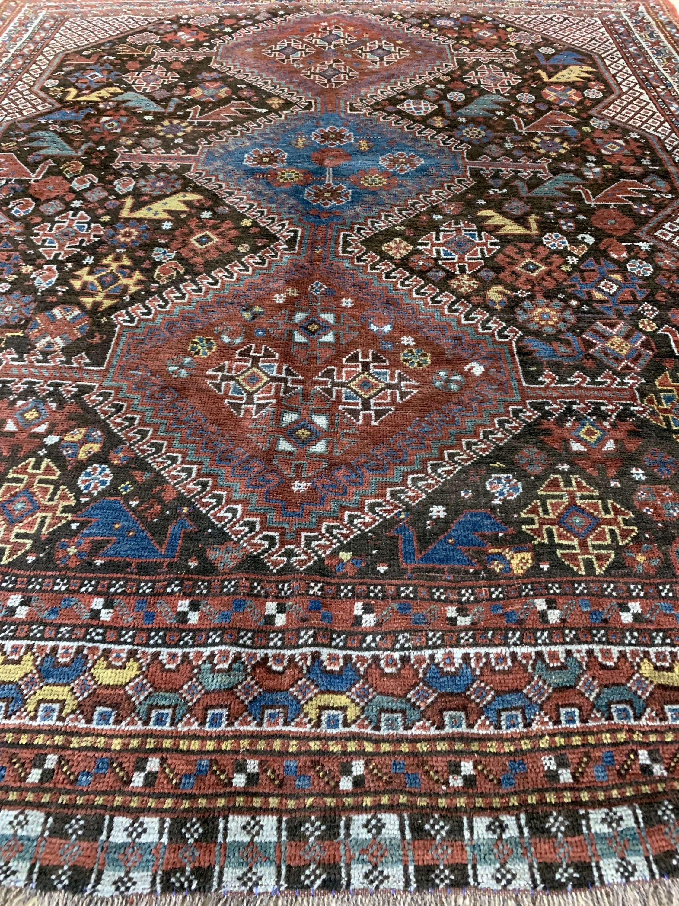 Detail d: Antiker Khamseh, Persien, 19.Jhd, Wolle aufWolle, ca. 202 x 170 cm, EHZ: 3