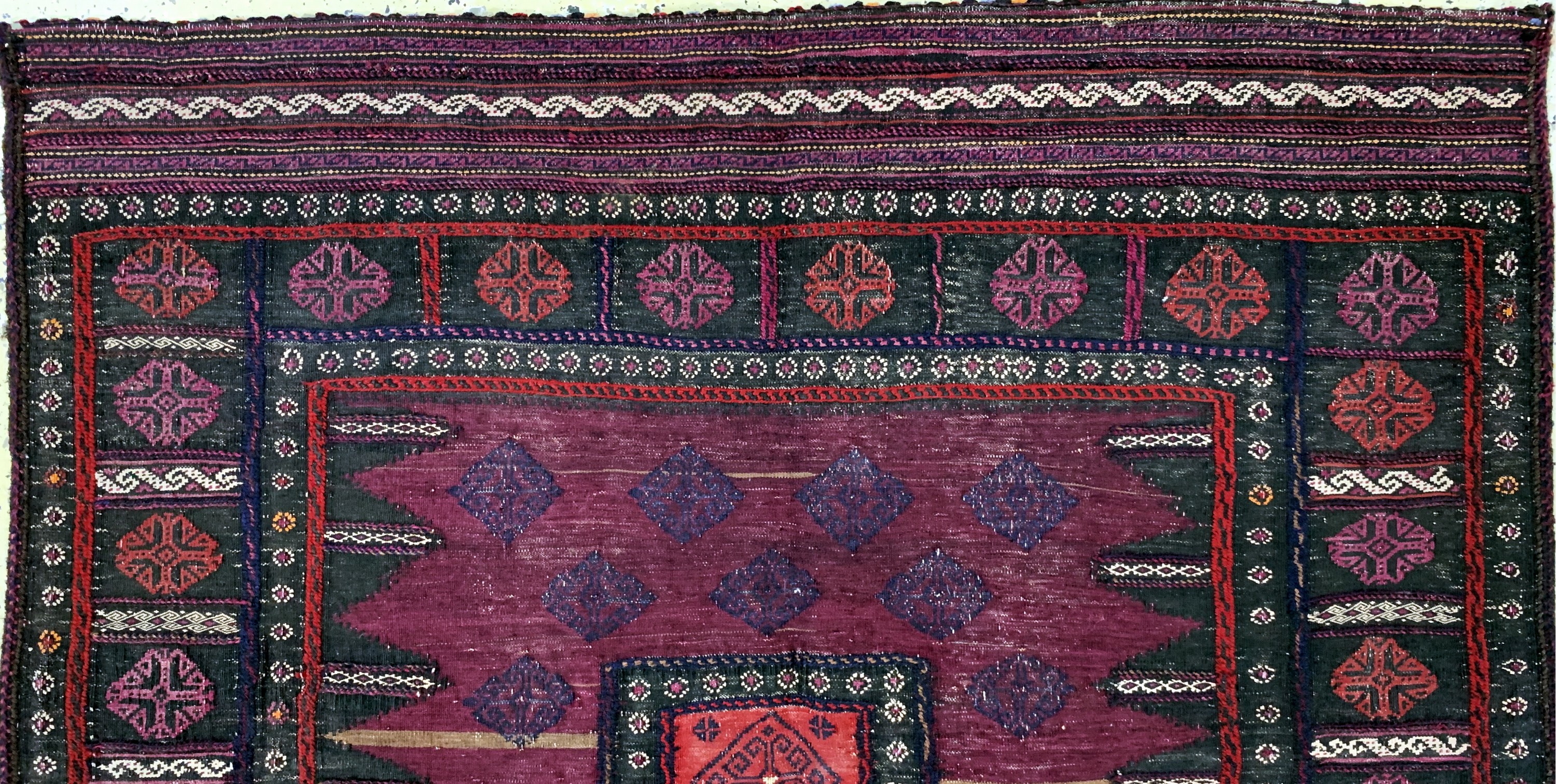 Detail a: Belutsch"Sofreh"antik, Persien, um 1900, Wolle auf Wolle, ca. 146 x 146 cm, EHZ: 2