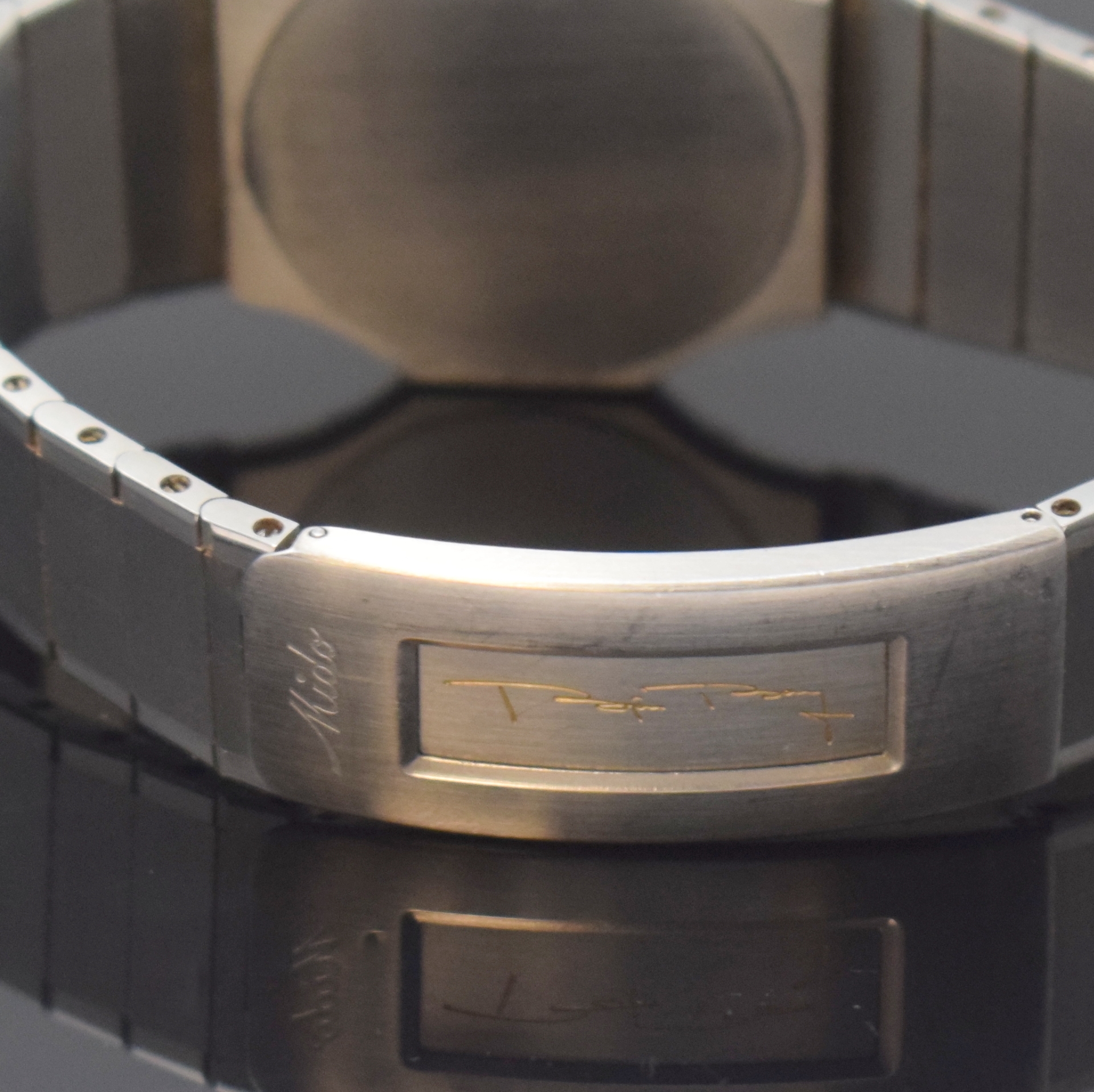 Detail b: MIDO Ocean Star No 1 "Björn Borg" seltene Armbanduhr in Stahl Referenz 8010, Schweiz um 1985, quarz, Boden gedr., orig. Gliederband m. ...
