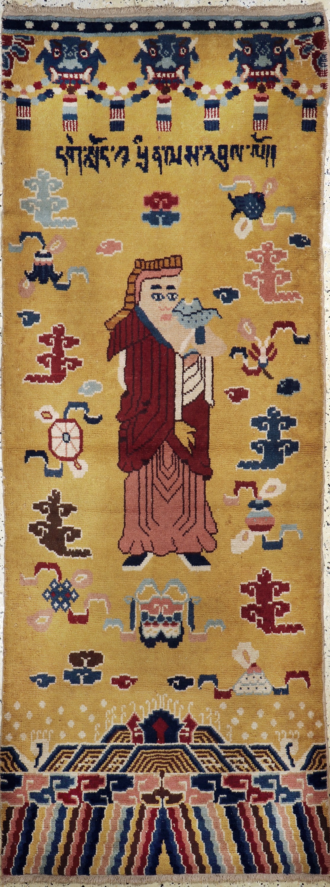 "Säulenteppich"antik, China, um 1900, Wolleauf Baumwolle, ca. 240 x 90 cm, EHZ: 3