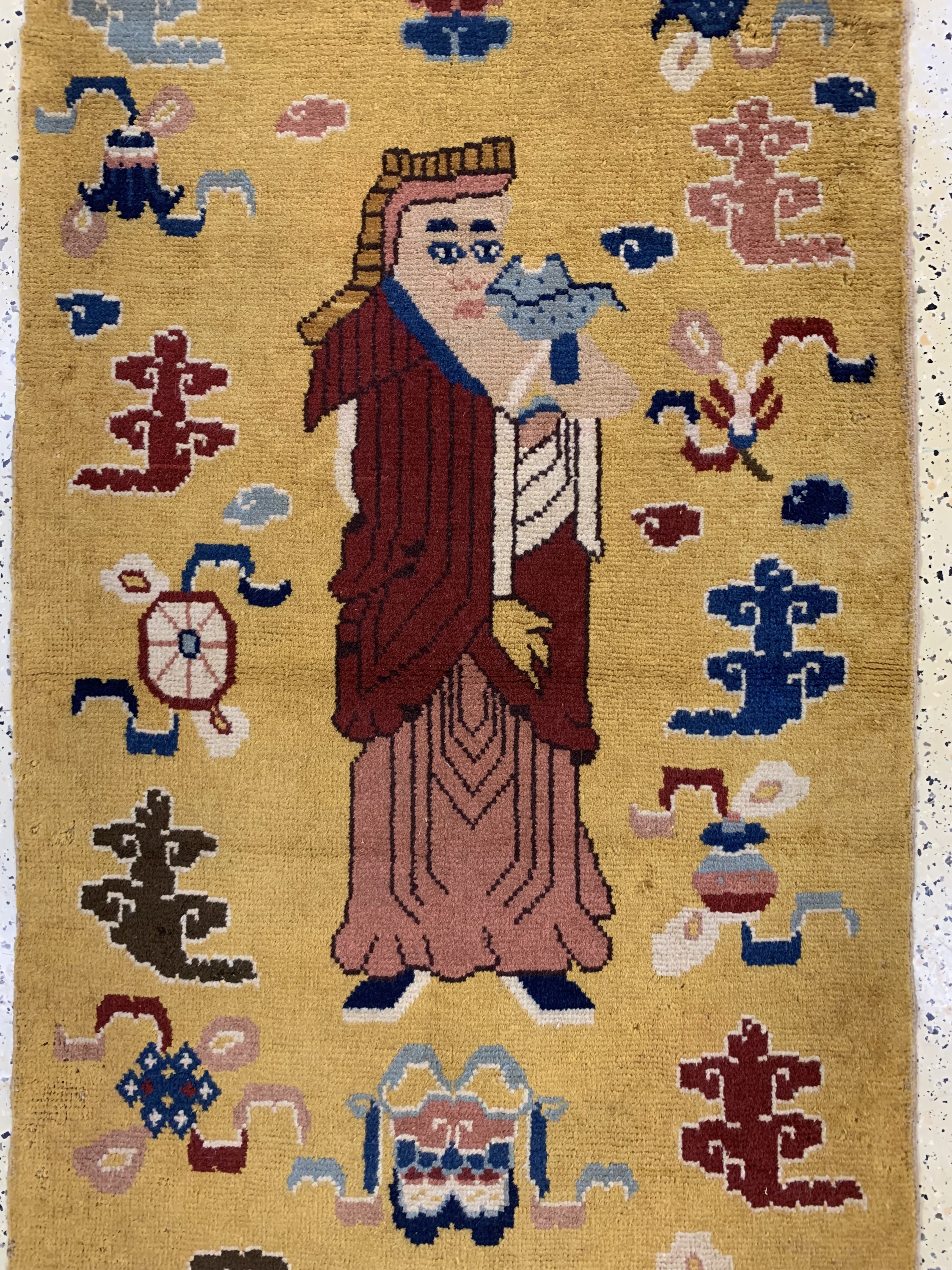 Detail b: "Säulenteppich"antik, China, um 1900, Wolleauf Baumwolle, ca. 240 x 90 cm, EHZ: 3