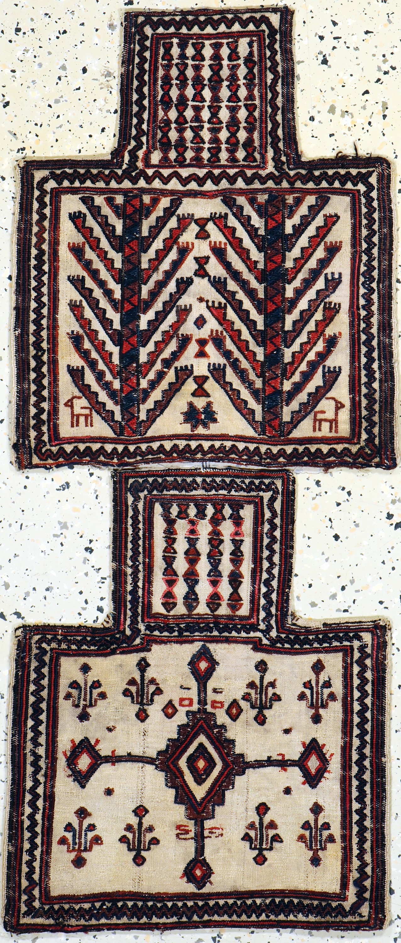 2 "Salztasche", Persien, Anfang 20.Jhd, Wolle auf Wolle, ca. 84 x 42 cm, EHZ: 3