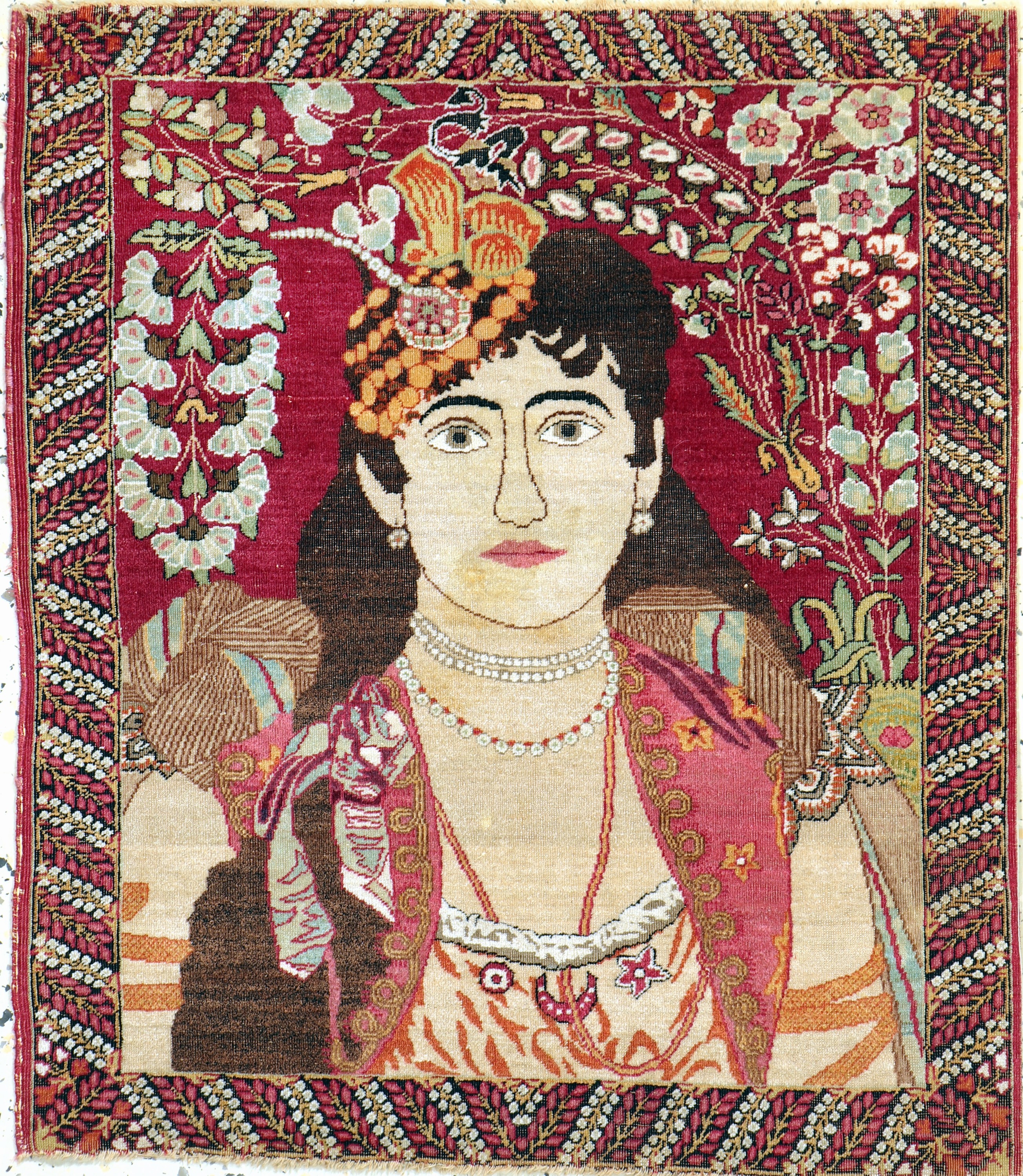 Kerman Lawar antik, Persien, 19.Jhd, Wolle auf Baumwolle, ca. 75 x 65 cm, EHZ: 3