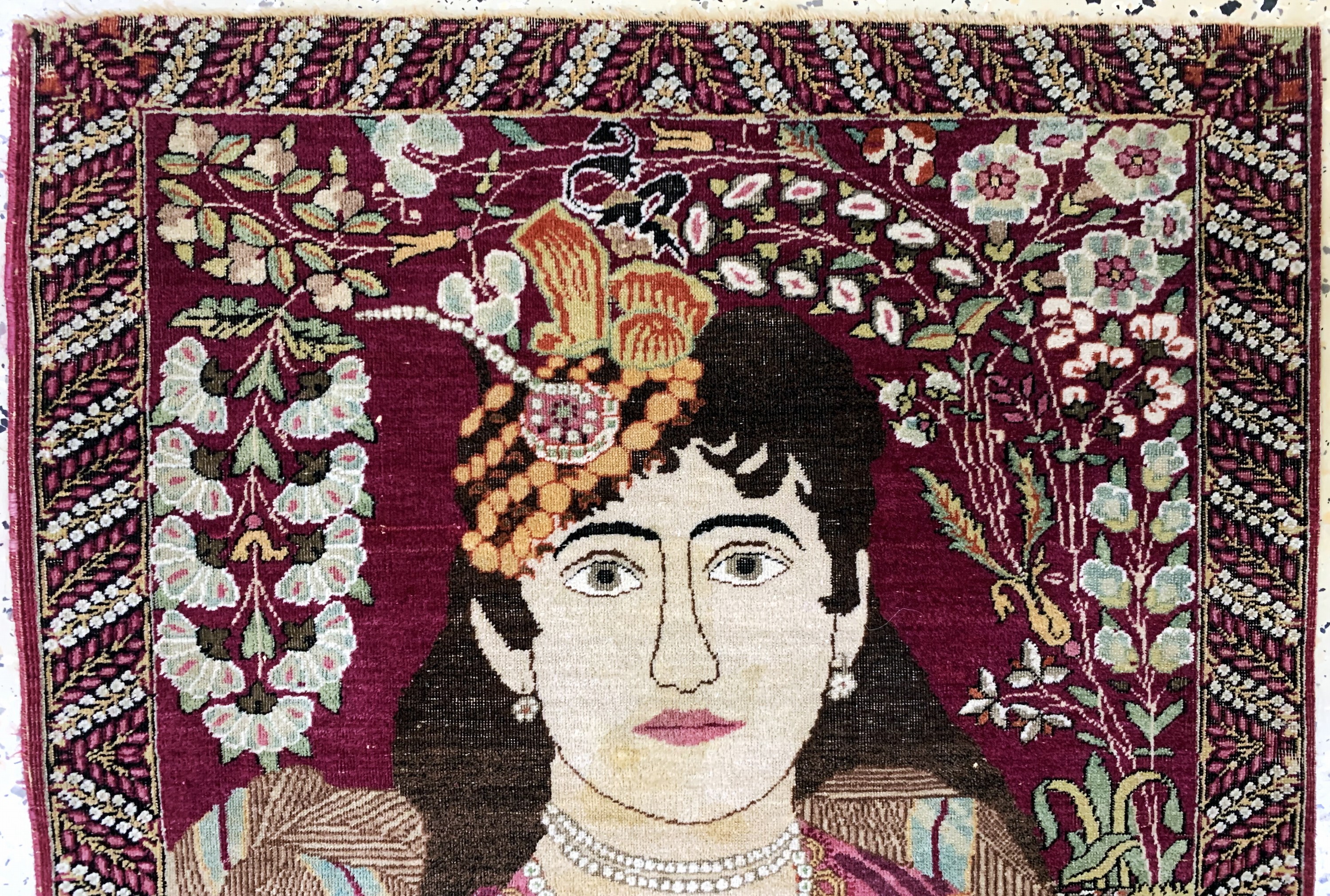 Detail a: Kerman Lawar antik, Persien, 19.Jhd, Wolle auf Baumwolle, ca. 75 x 65 cm, EHZ: 3
