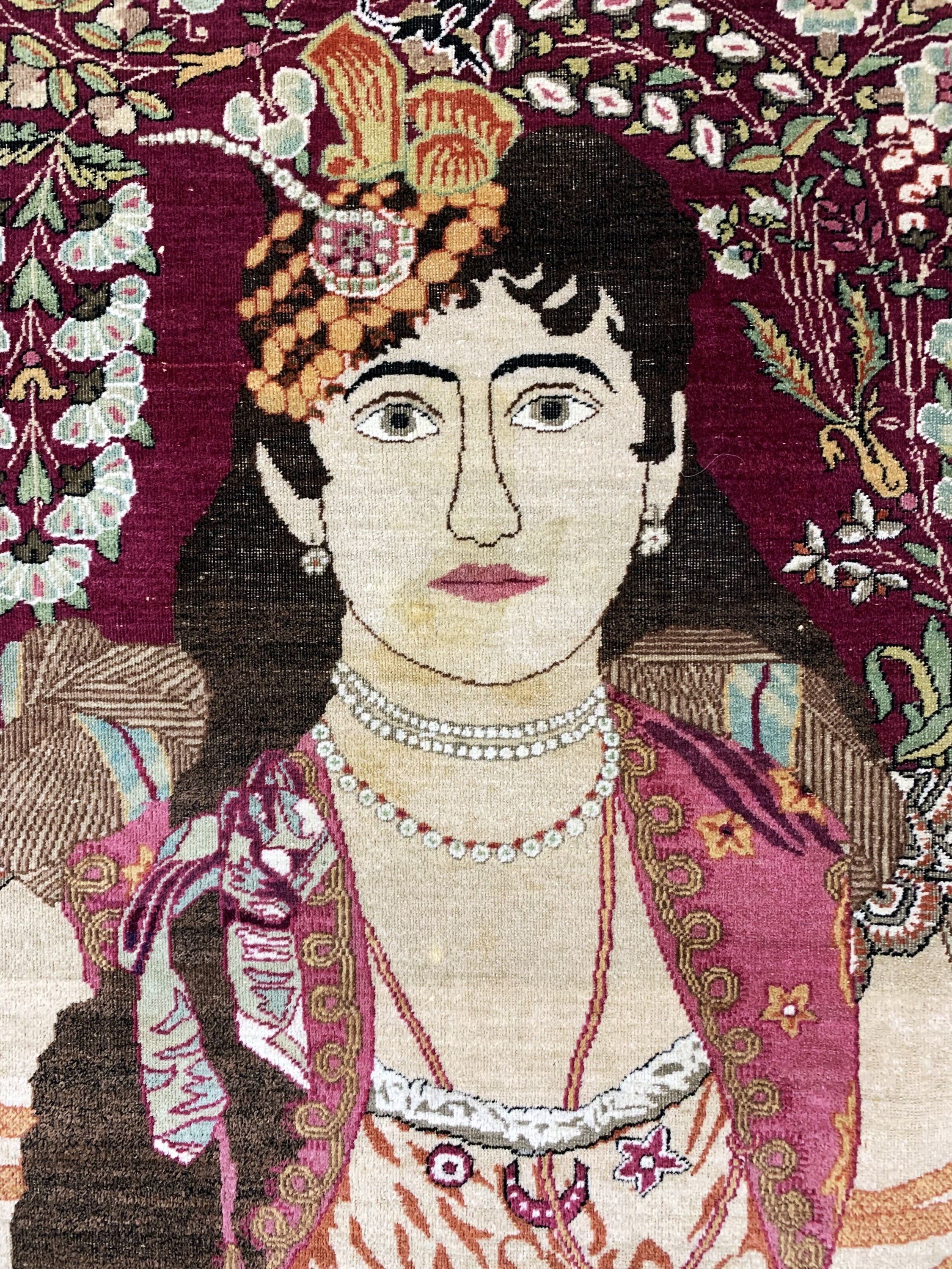 Detail b: Kerman Lawar antik, Persien, 19.Jhd, Wolle auf Baumwolle, ca. 75 x 65 cm, EHZ: 3