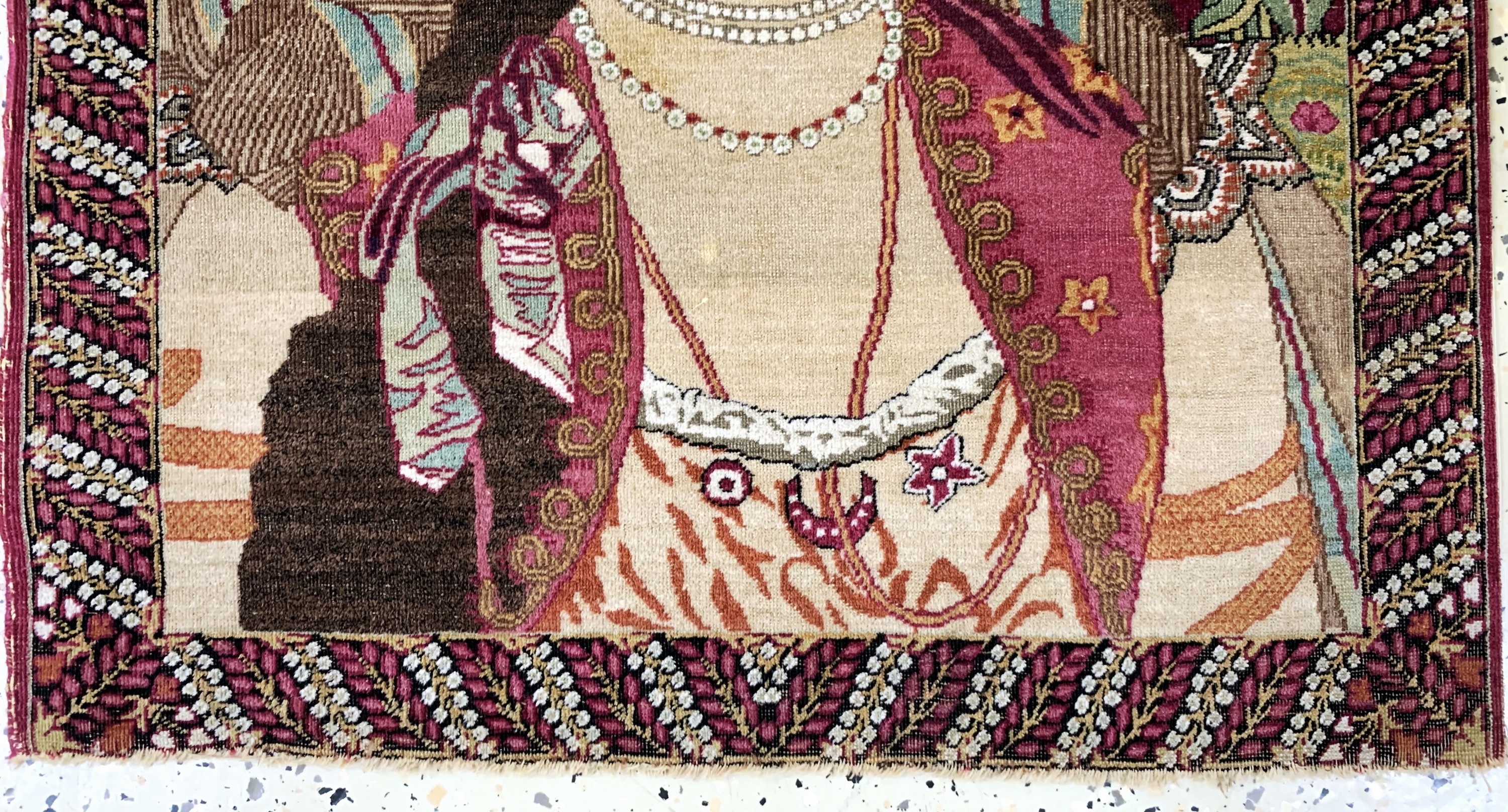 Detail c: Kerman Lawar antik, Persien, 19.Jhd, Wolle auf Baumwolle, ca. 75 x 65 cm, EHZ: 3