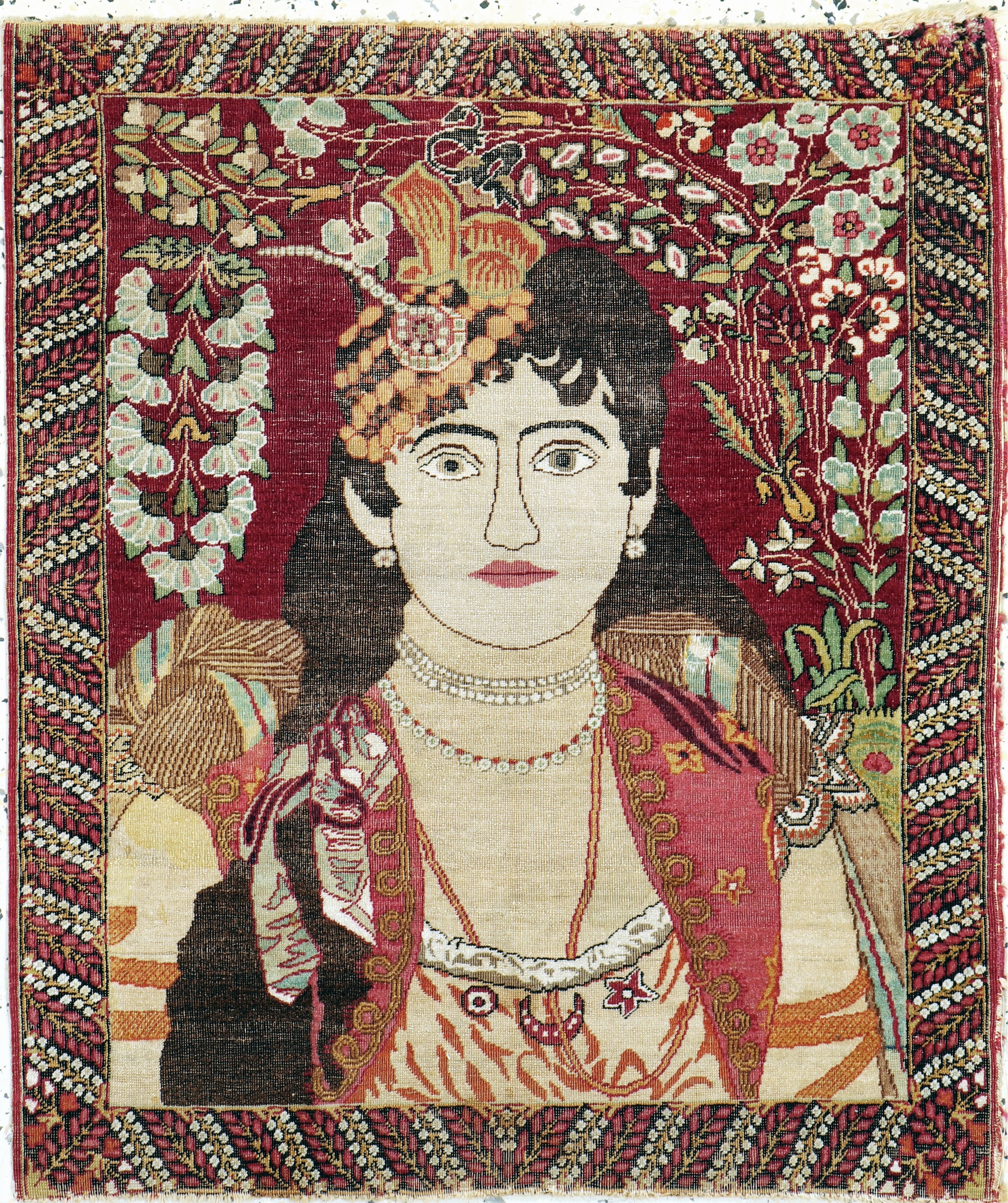 Kerman Lawar antik, Persien, 19.Jhd, Wolle auf Baumwolle, ca. 75 x 65 cm, EHZ: 3