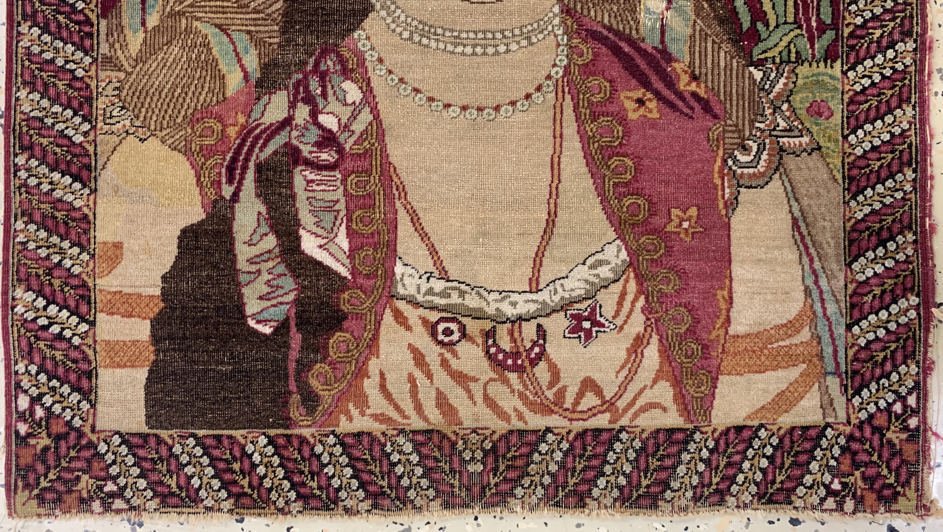 Detail b: Kerman Lawar antik, Persien, 19.Jhd, Wolle auf Baumwolle, ca. 75 x 65 cm, EHZ: 3