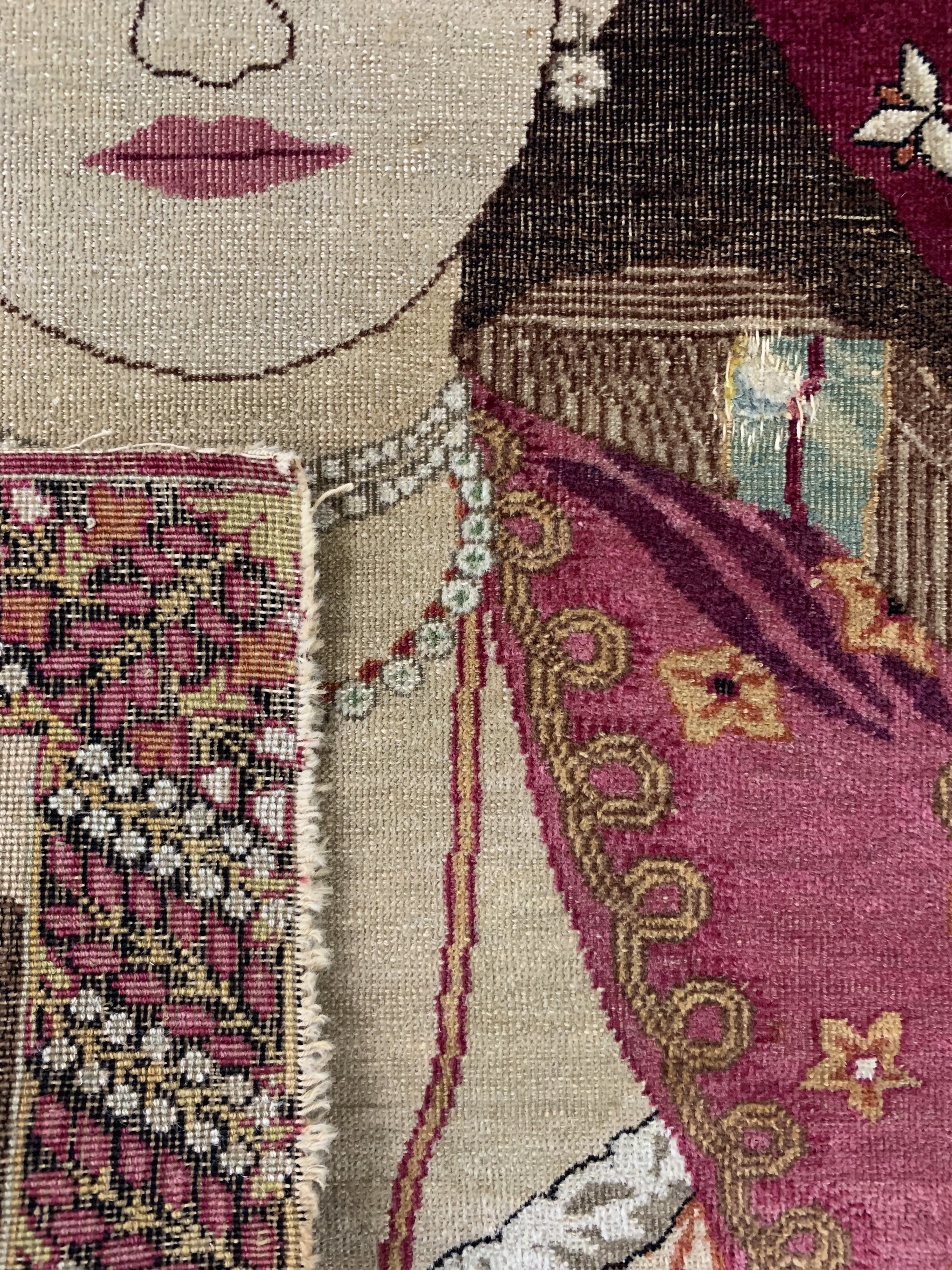 Detail d: Kerman Lawar antik, Persien, 19.Jhd, Wolle auf Baumwolle, ca. 75 x 65 cm, EHZ: 3