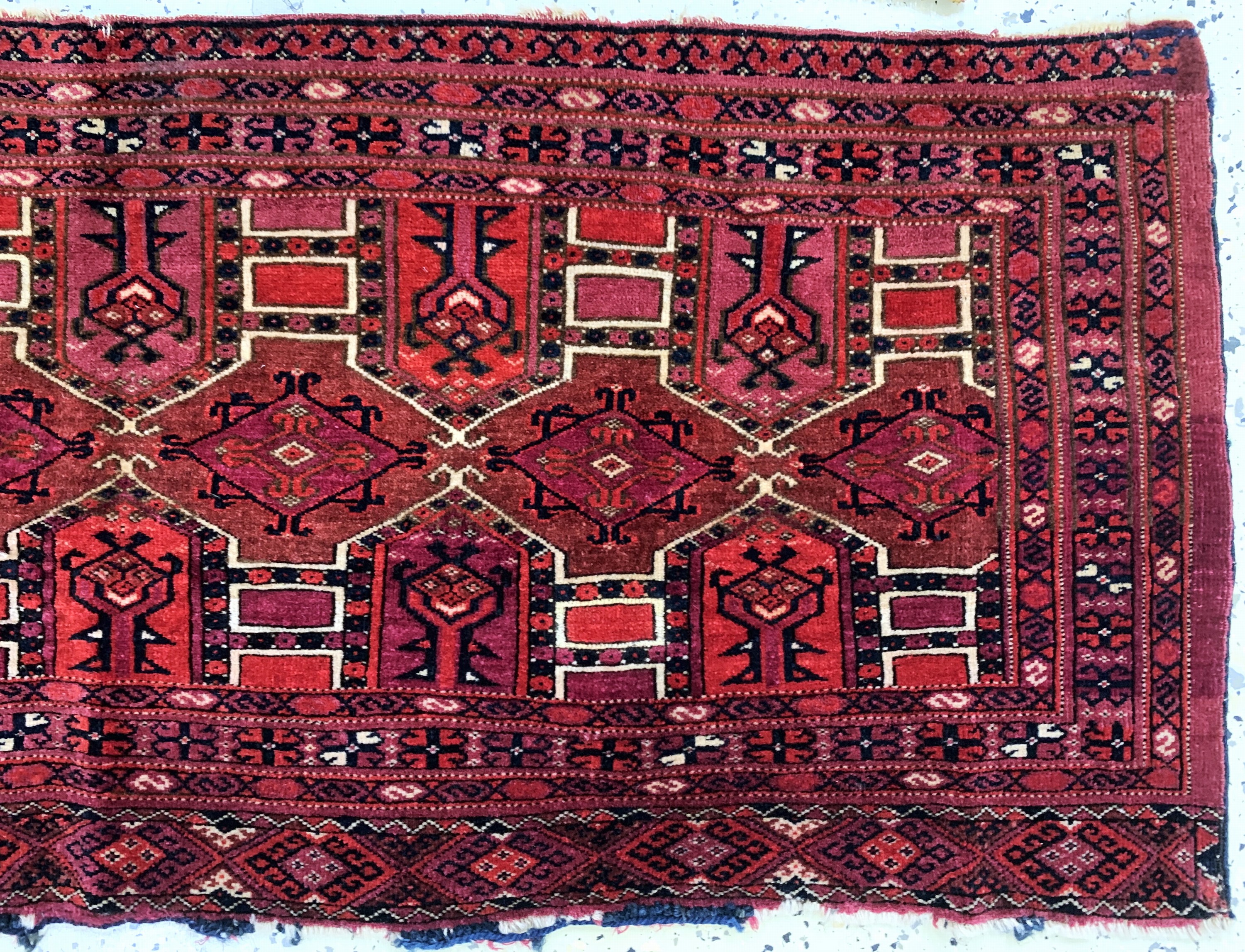 Detail a: 2 lots Torba, Turkmenistan, 19.Jhd., Wolle auf Wolle, ca. 127 x 50 cm, 93 x 30cm, EHZ: 3