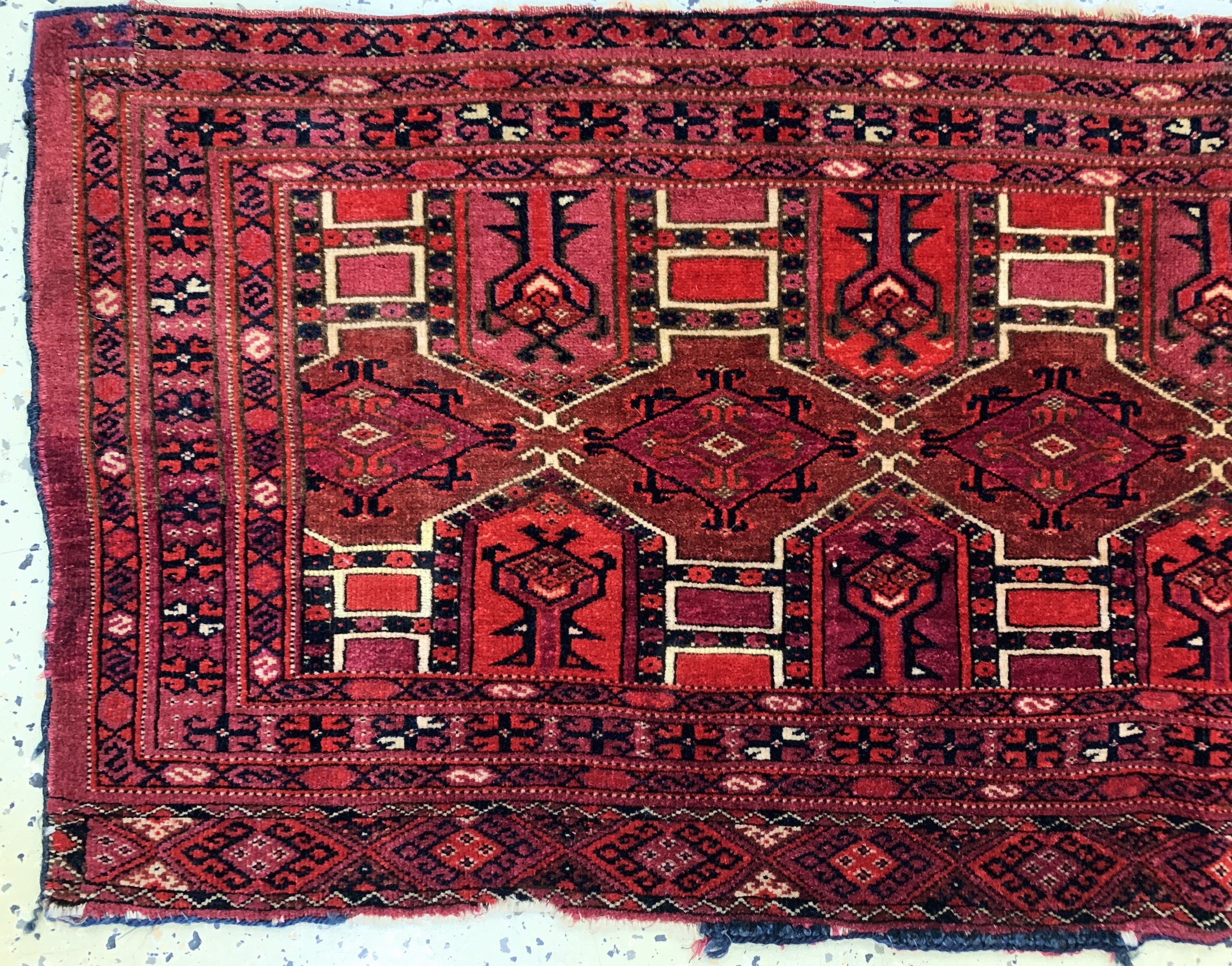 Detail b: 2 lots Torba, Turkmenistan, 19.Jhd., Wolle auf Wolle, ca. 127 x 50 cm, 93 x 30cm, EHZ: 3