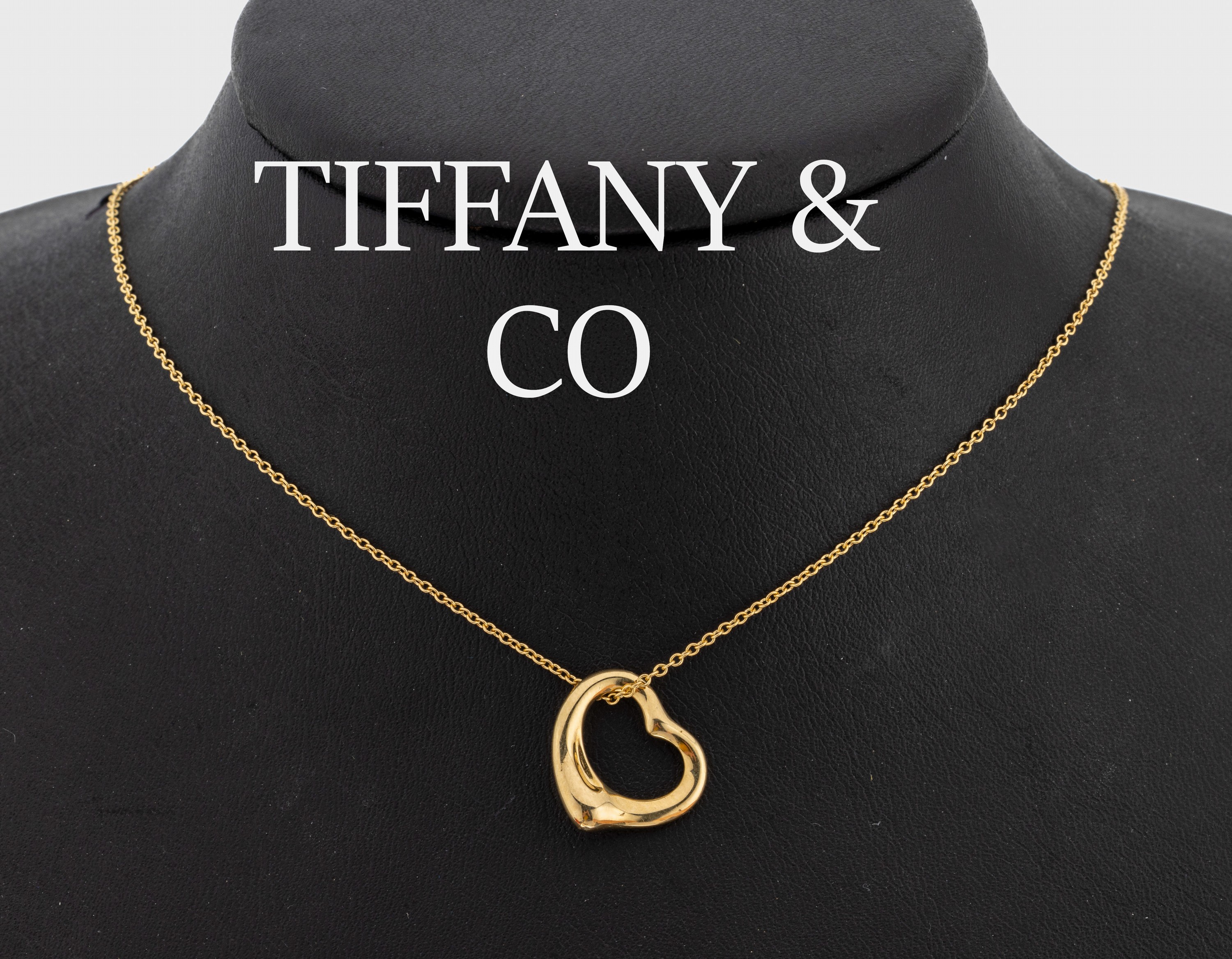 18 kt Gold TIFFANY & Co. Anhänger, GG 750/000, aus der Serie Open Heart, Entwurf Else Peretti, L. ca. 40.5 cm, Federringschließe, ca. 4.2 g, sign.