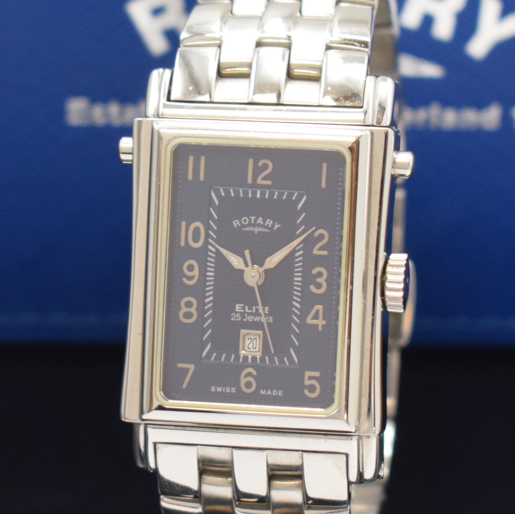 Detail a: ROTARY Herrenarmbanduhr Serie Elite Referenz 10937, Schweiz um 2005, Automatik, ausklappbares Wendegeh. in Stahl inkl. orig. Gliederband m. dopp. ...