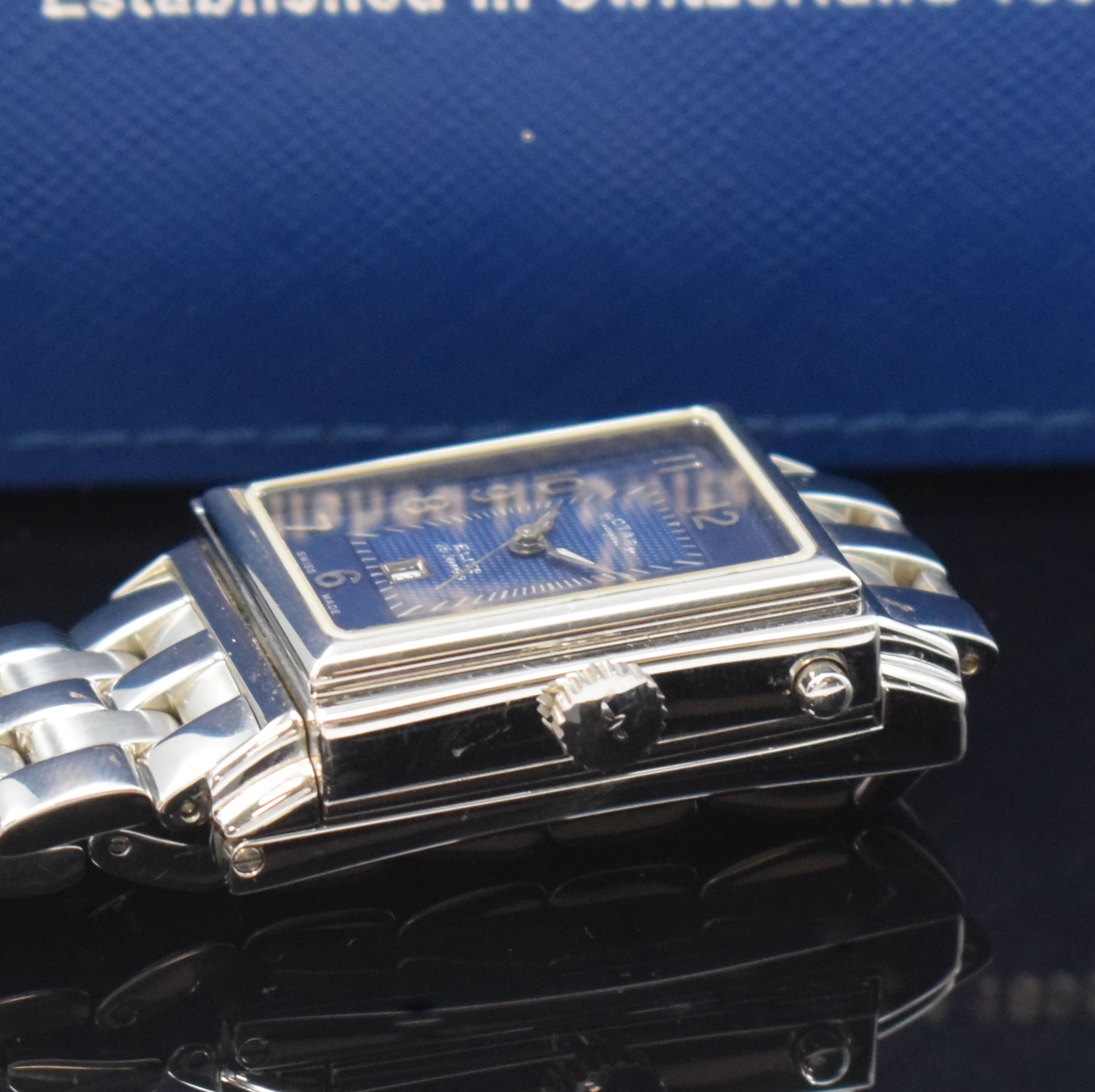 Detail d: ROTARY Herrenarmbanduhr Serie Elite Referenz 10937, Schweiz um 2005, Automatik, ausklappbares Wendegeh. in Stahl inkl. orig. Gliederband m. dopp. ...