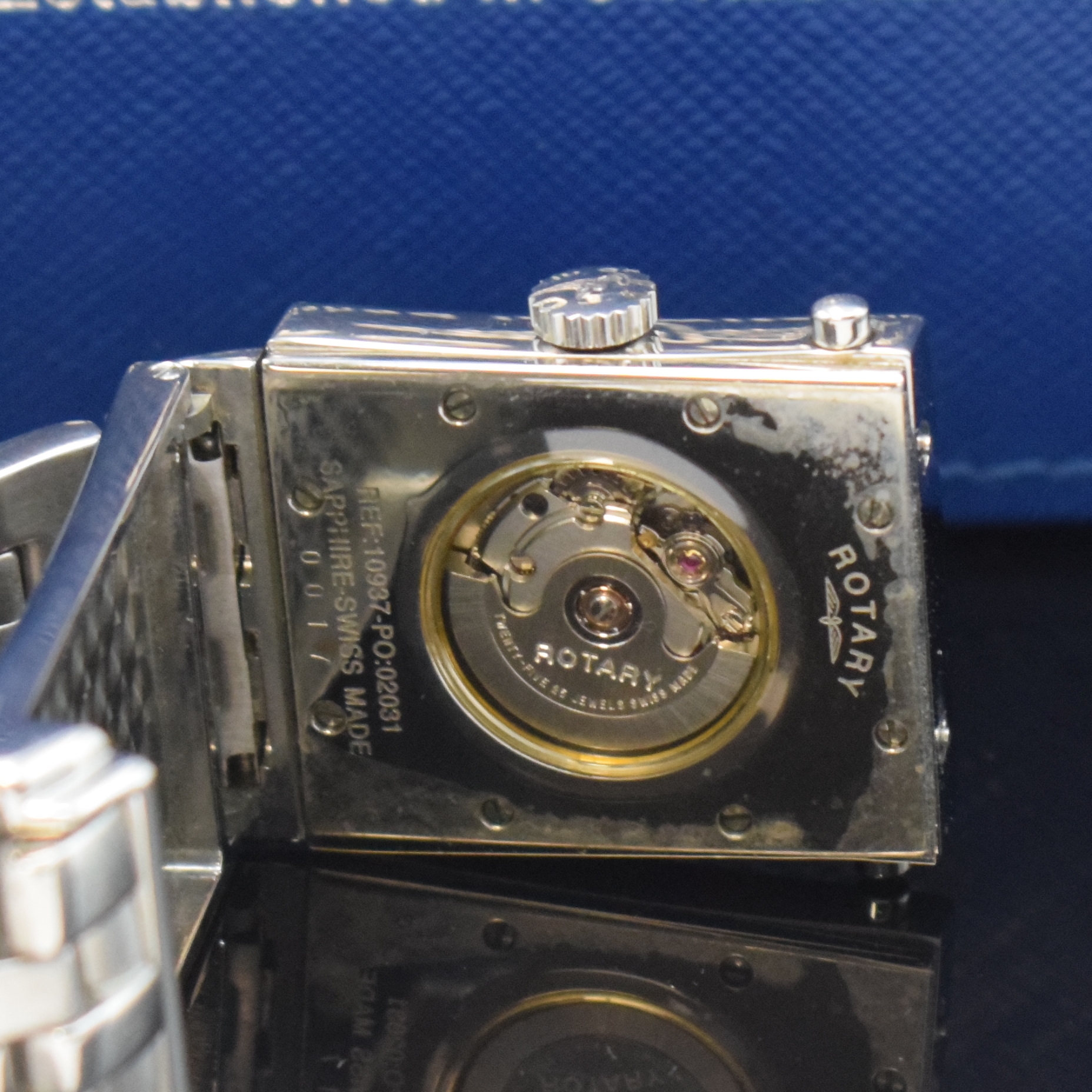 Detail e: ROTARY Herrenarmbanduhr Serie Elite Referenz 10937, Schweiz um 2005, Automatik, ausklappbares Wendegeh. in Stahl inkl. orig. Gliederband m. dopp. ...