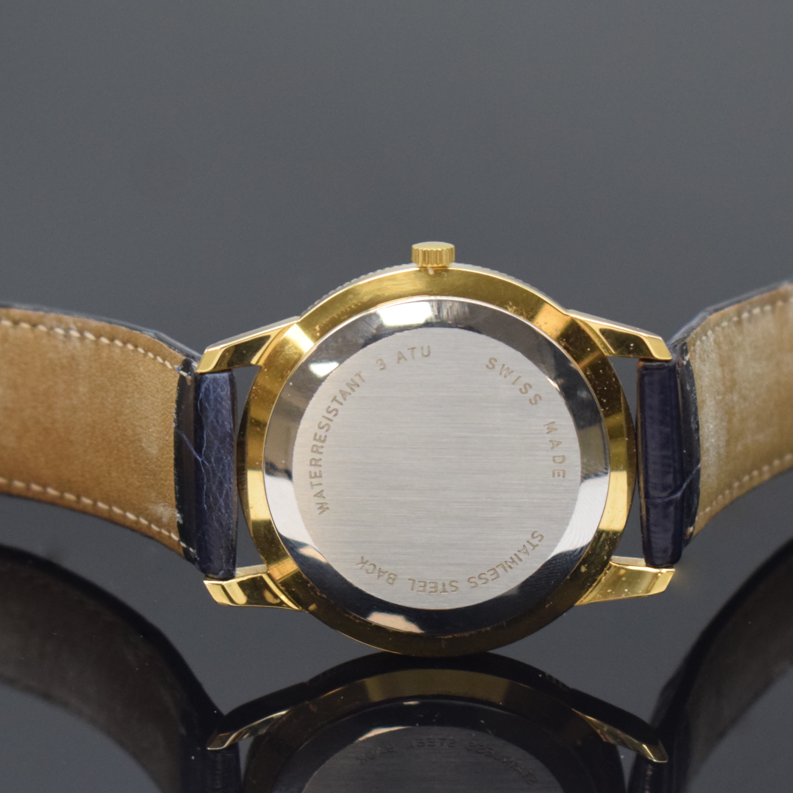 Detail c: BERNEY Herrenarmbanduhr mit Weltzeitanzeige, Schweiz um 1990, Automatik, verg. Geh., Stahlboden aufgedr., Lünette m. Weltzeitanzeige beids. drehb., ...