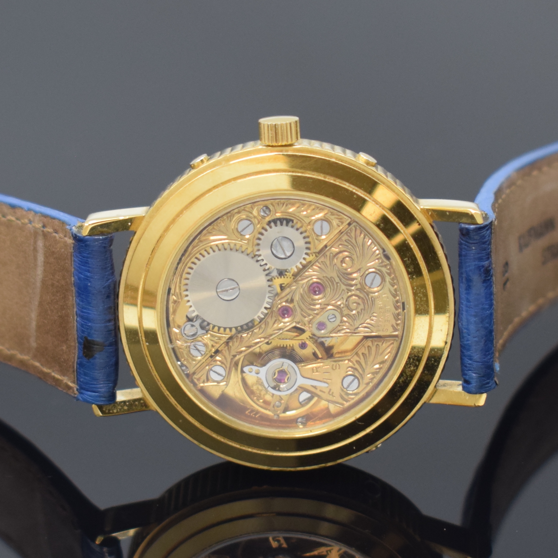 Detail d: BENEDICT Super De Luxe Herrenarmbanduhr mit Vollkalender inklusive Mondphase, Schweiz um 1990, Handaufzug, verg. Geh., Münzrand, beids. vergl., ...