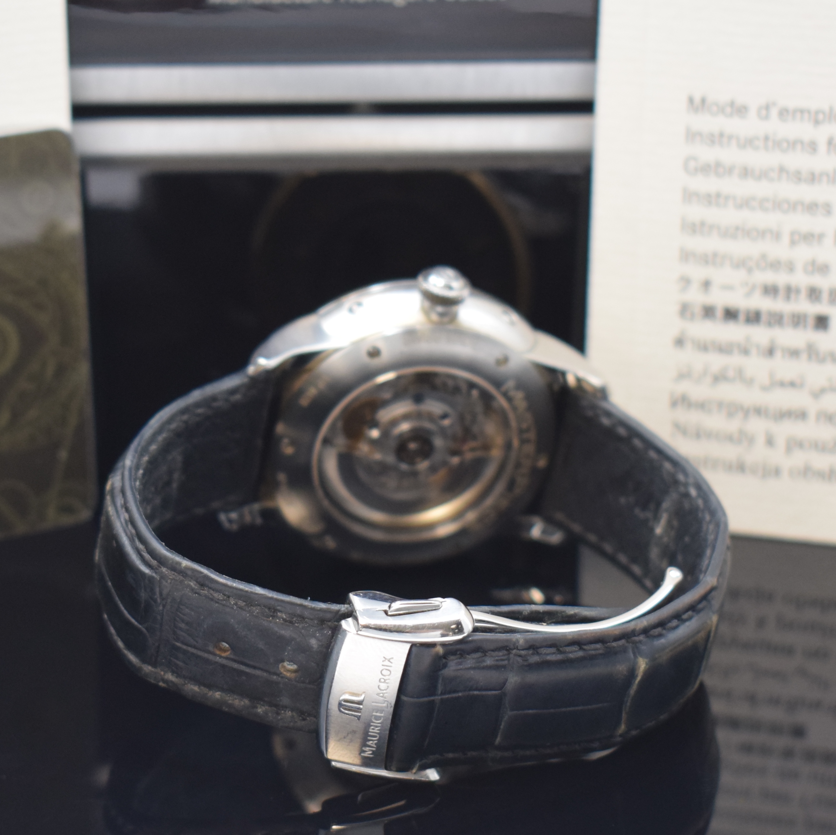 Detail b: MAURICE LACROIX Herrenarmbanduhr aus der Masterpiece Serie Modell Phase De Lune Referenz MP 6428, Automatik, Schweiz um 2013, Edelstahl/Gold ...