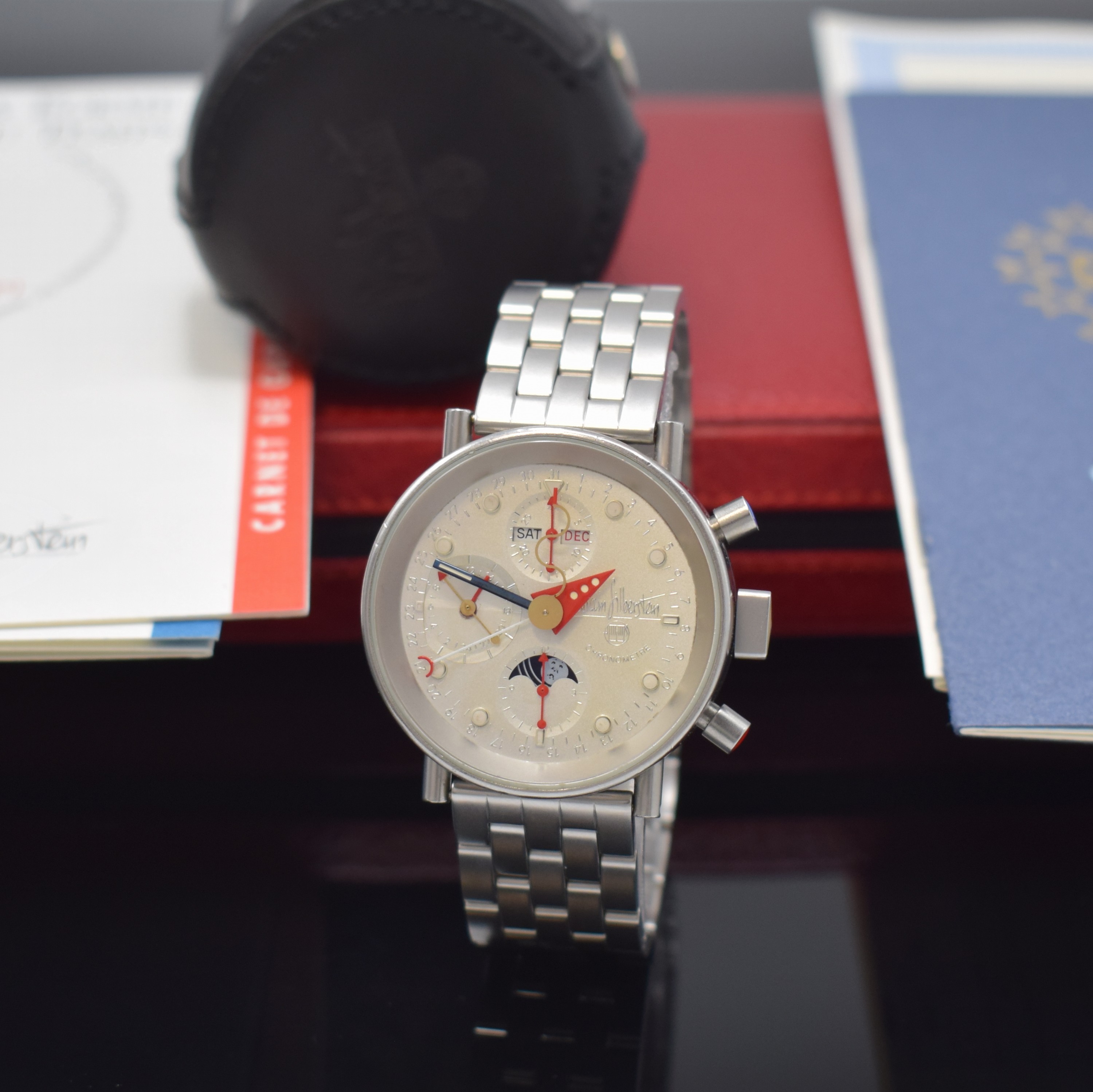 ALAIN SILBERSTEIN seltene, auf 100 Stück limitierte Armbanduhr Krono de Noel/Weihnachtschrono, Automatik, Frankreich/Schweiz um 1994, Edelstahlgeh. ...