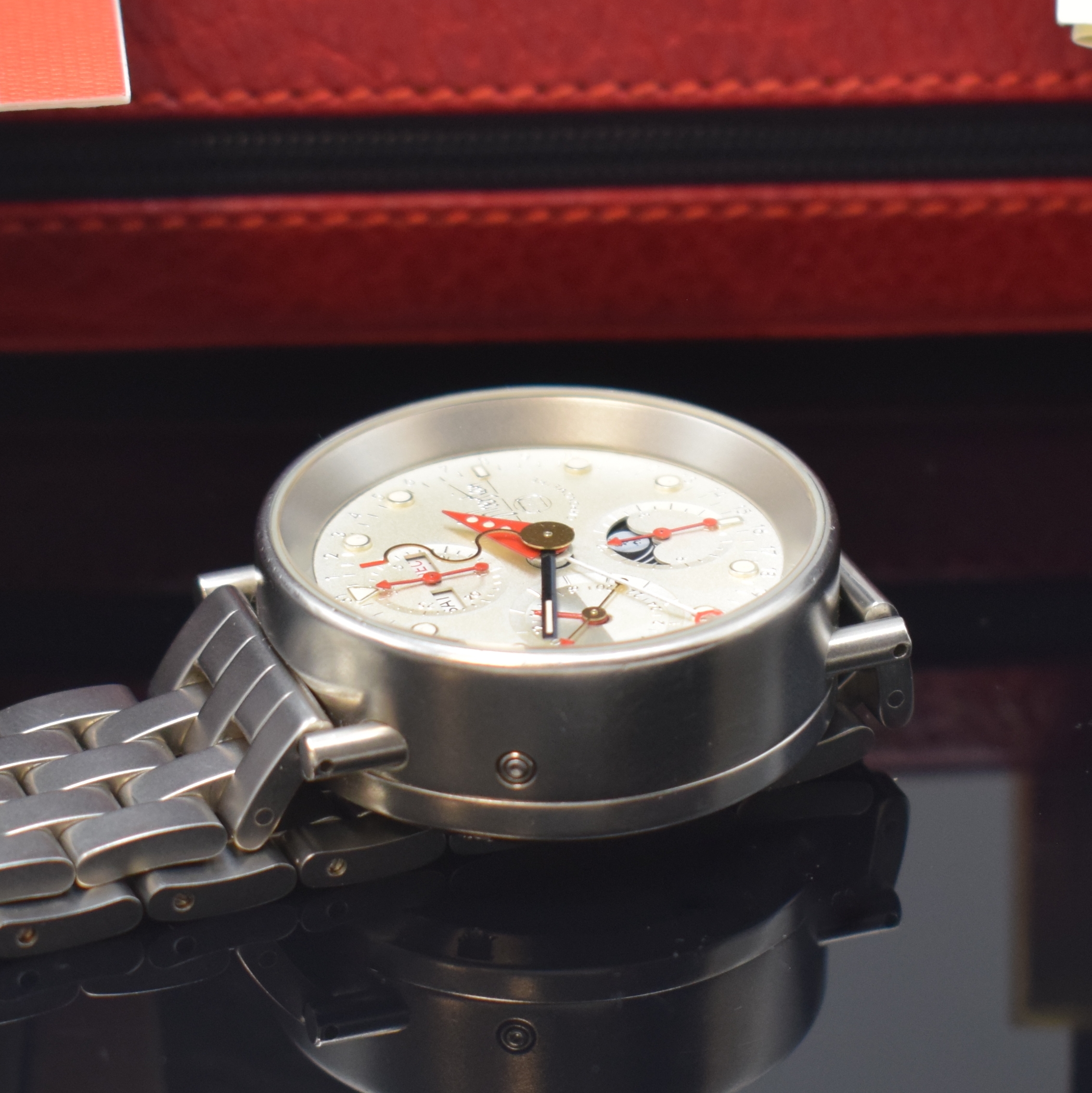 Detail d: ALAIN SILBERSTEIN seltene, auf 100 Stück limitierte Armbanduhr Krono de Noel/Weihnachtschrono, Automatik, Frankreich/Schweiz um 1994, Edelstahlgeh. ...
