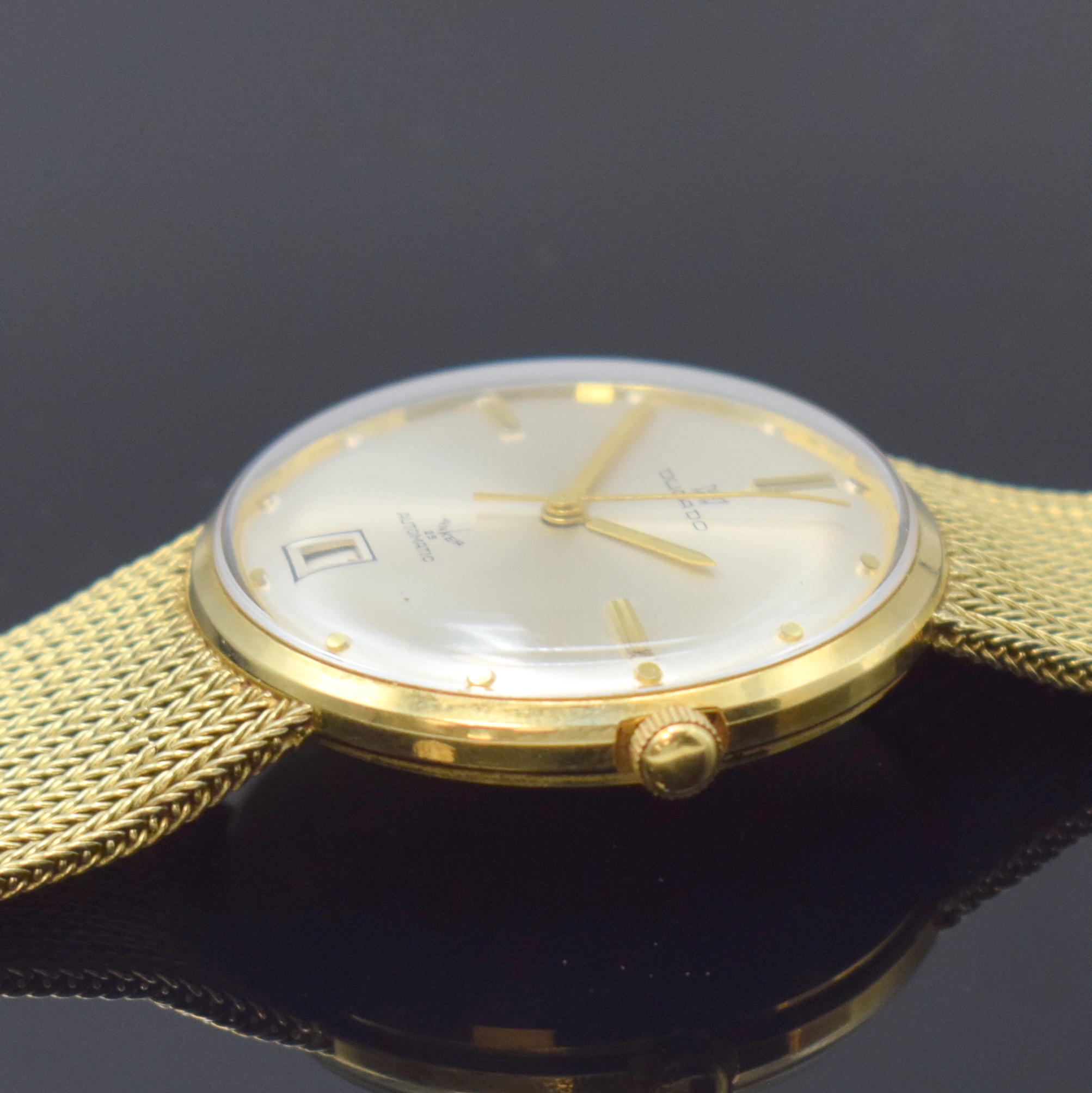 Detail c: DUCADO Armbanduhr in GG 585/000, Schweiz/Deutschland um 1965, Automatik, Boden aufgedr., silb. Zifferbl. m. gold. Std.-Ind., gold. Zeiger, Datum b. ...