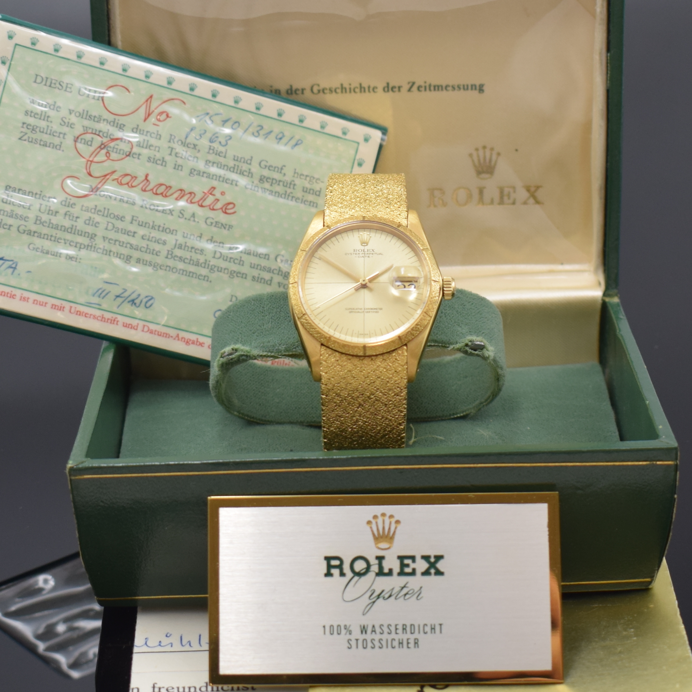 ROLEX Datejust seltene Armbanduhr in GG 750/000 mit original Etui, Garantieschein, Oyster Schaufensterschild, Kaufrechnung und Anleitung, Referenz ...
