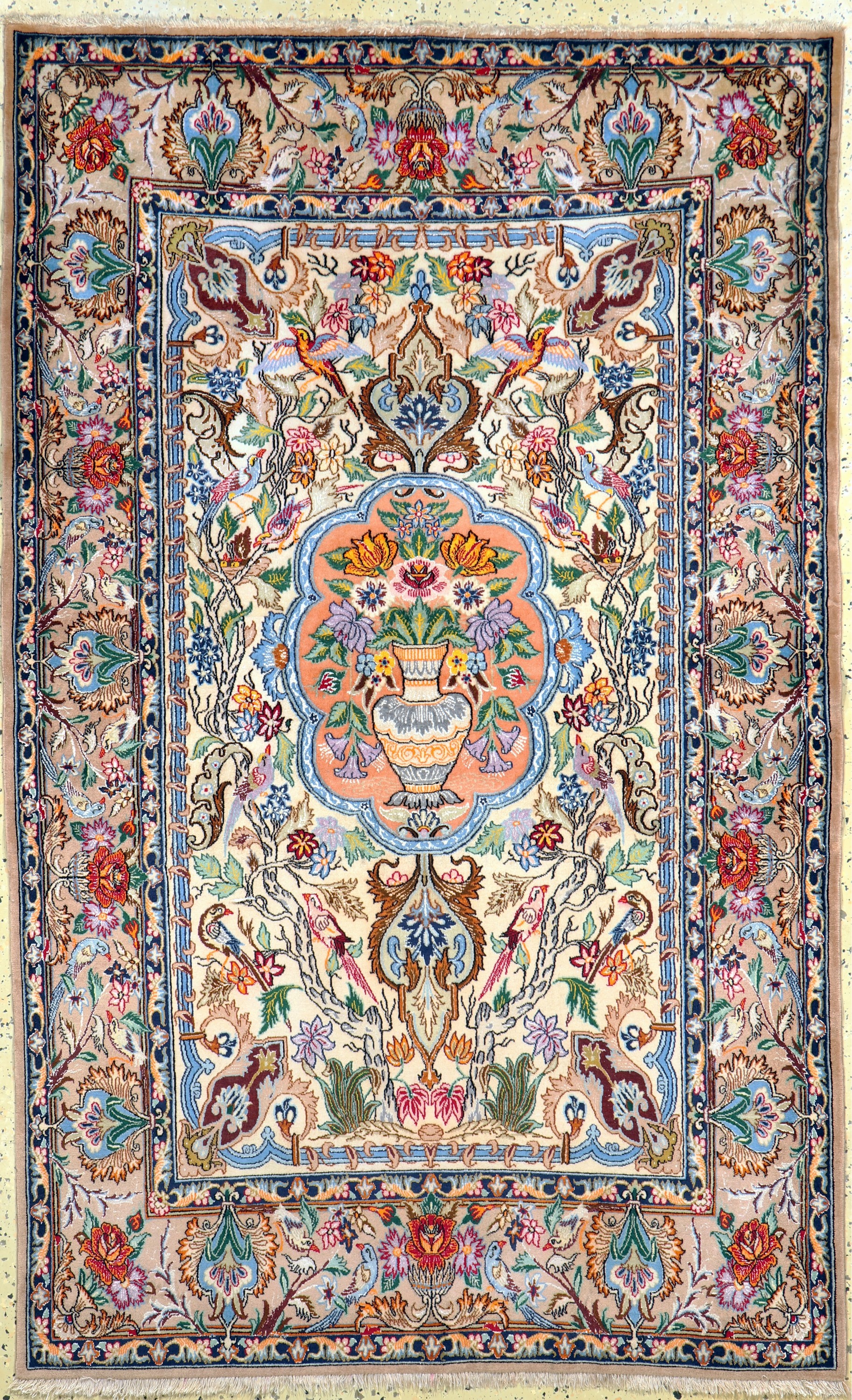 Esfahan fein, Persien, Mitte 20.Jhd, Korkwolle mit und auf Seide, ca. 181 x 112 cm,ca. 1,0 Mio. Kn/qm, EHZ: 2