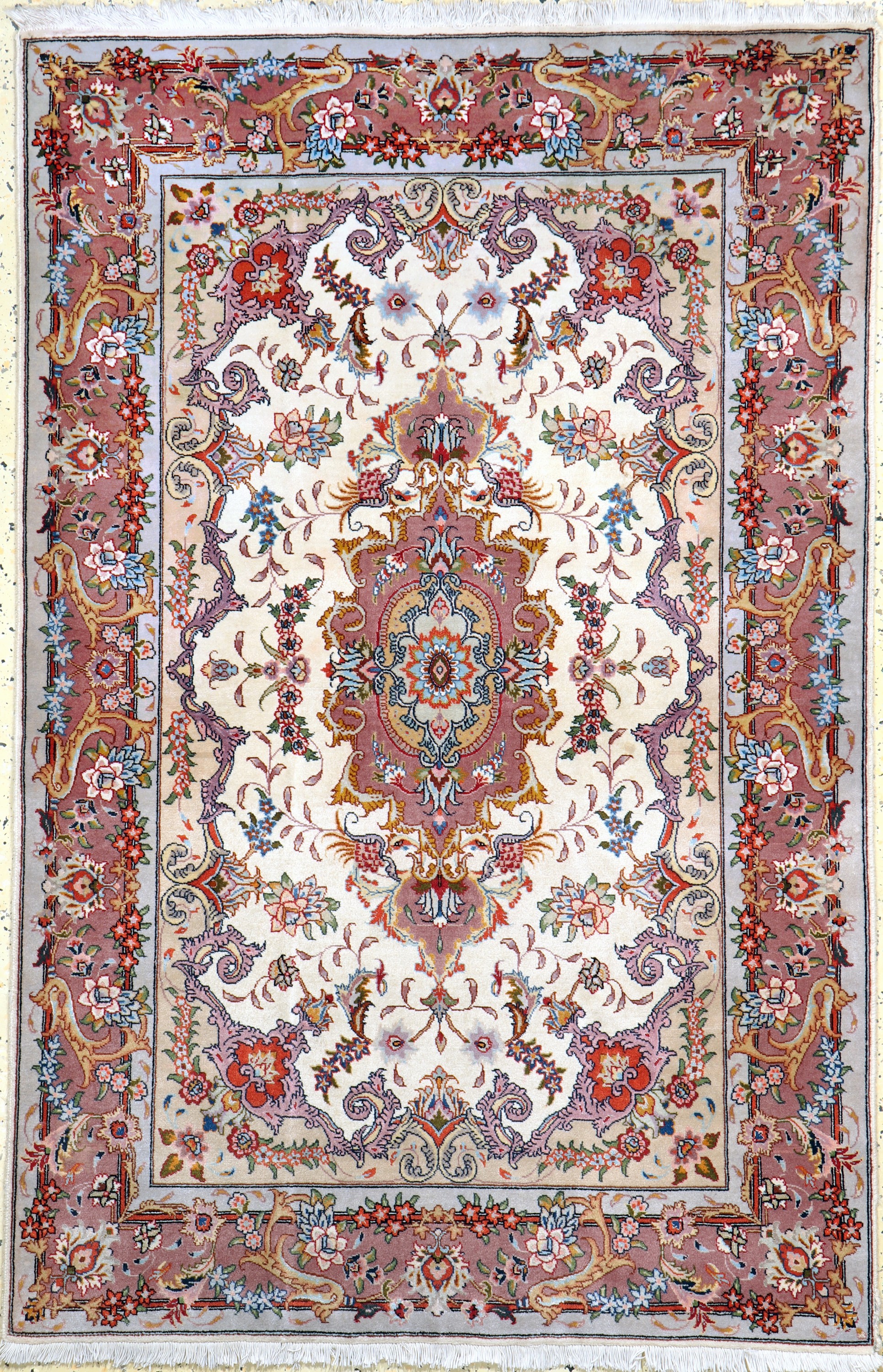Täbriz fein(50 Raj), Persien, Mitte 20.Jhd,Korkwolle mit Seide, ca. 153 x 102 cm, EHZ: 2