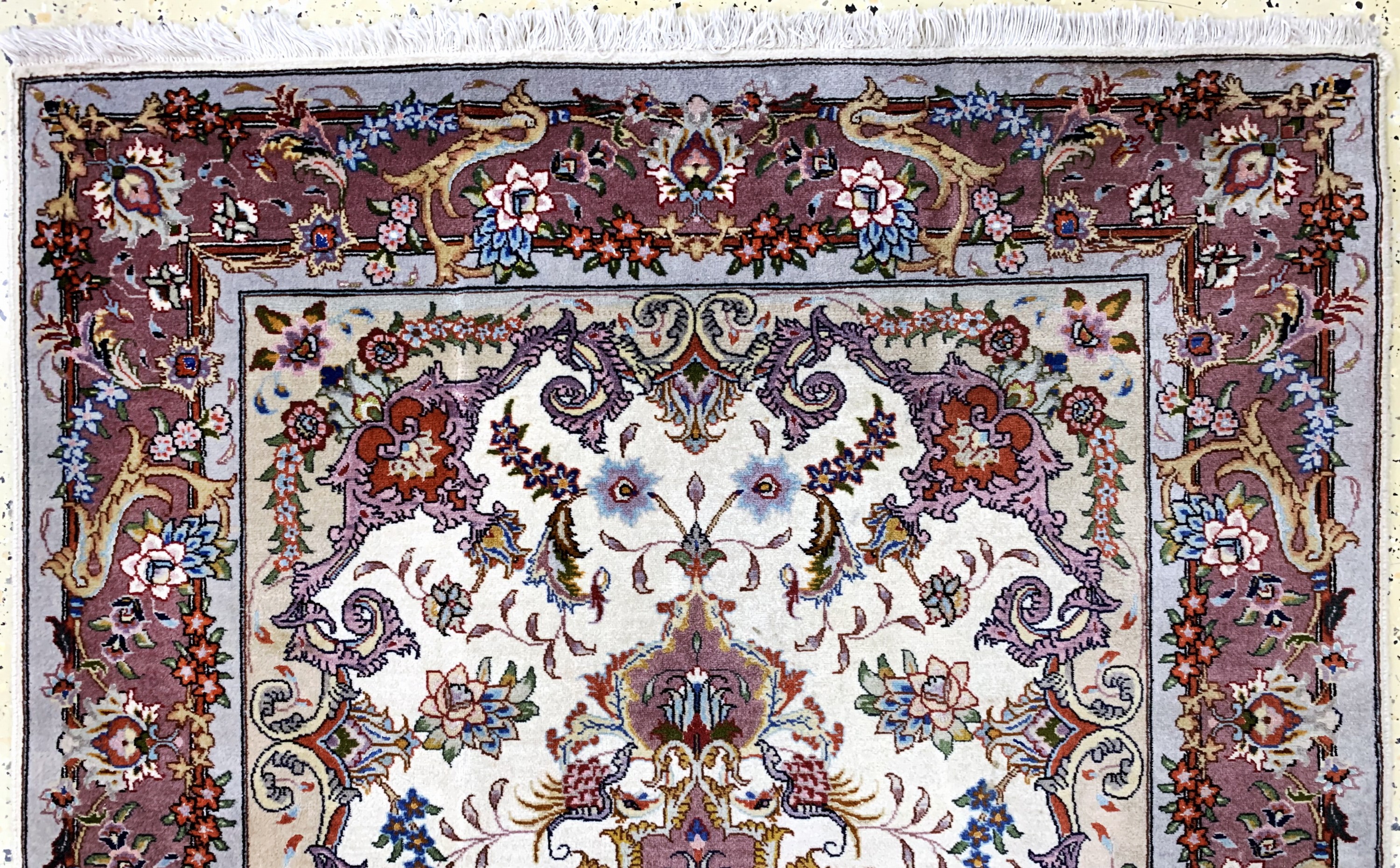 Detail a: Täbriz fein(50 Raj), Persien, Mitte 20.Jhd,Korkwolle mit Seide, ca. 153 x 102 cm, EHZ: 2