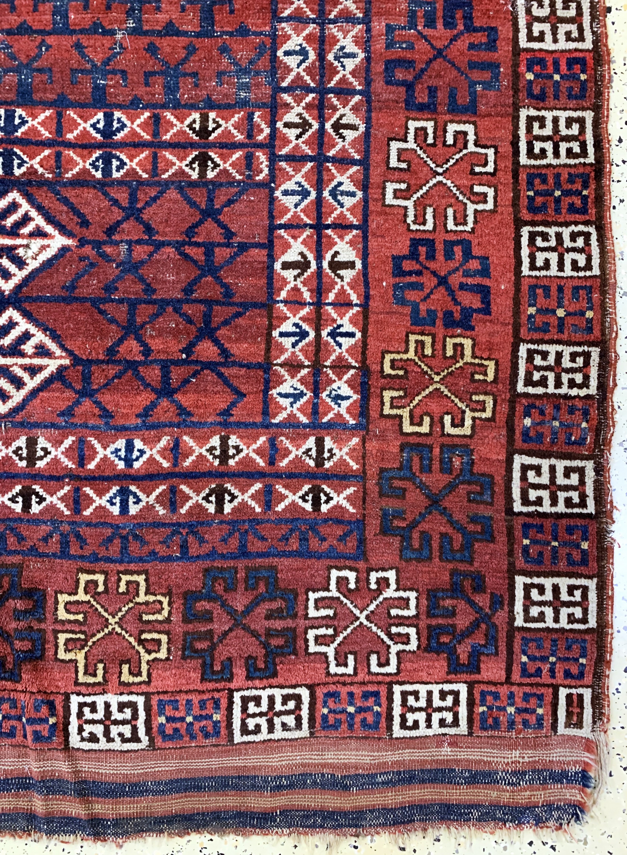 Detail a: Antiker Beschir Engsi, Turkmenistan, 19.Jhd, Wolle auf Wolle, ca. 198 x 169 cm, EHZ: 4