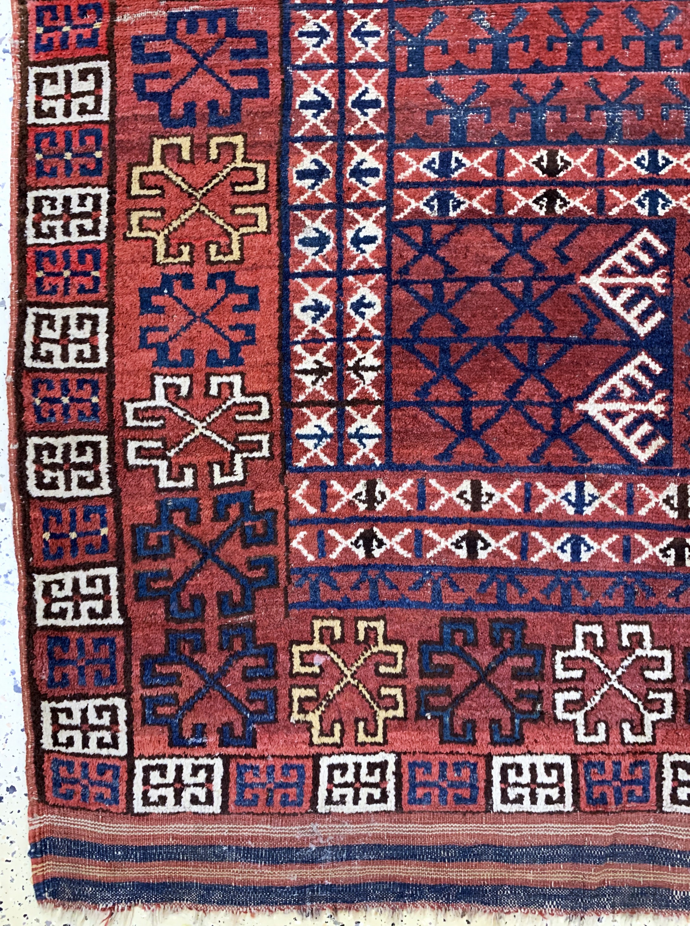 Detail b: Antiker Beschir Engsi, Turkmenistan, 19.Jhd, Wolle auf Wolle, ca. 198 x 169 cm, EHZ: 4