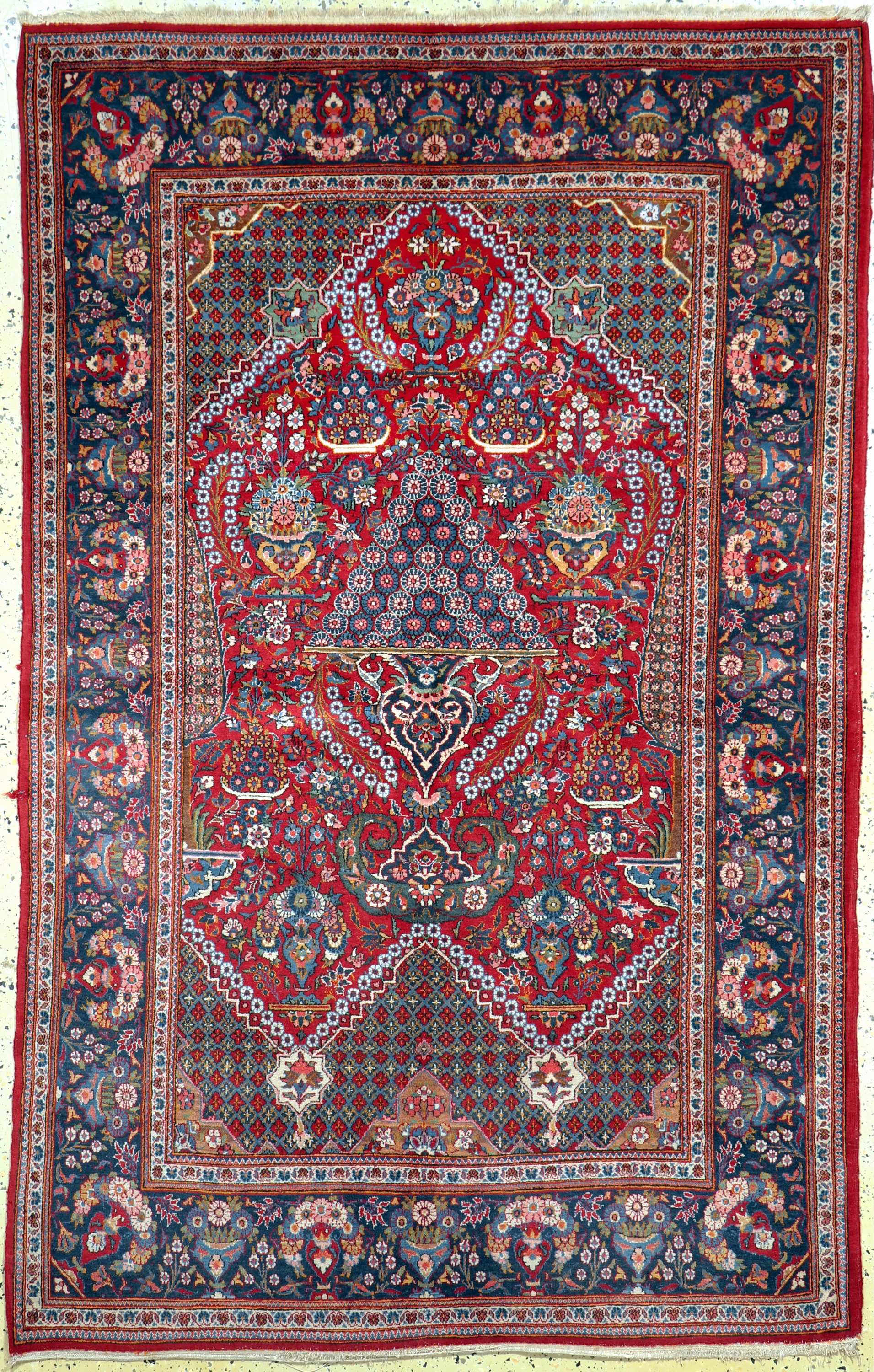 Keschan"Hadji-Khanomi", Persien, Mitte 20.Jhd, Wolle auf Baumwolle, ca. 200 x 135 cm,EHZ: 2, (Risse am Rand)