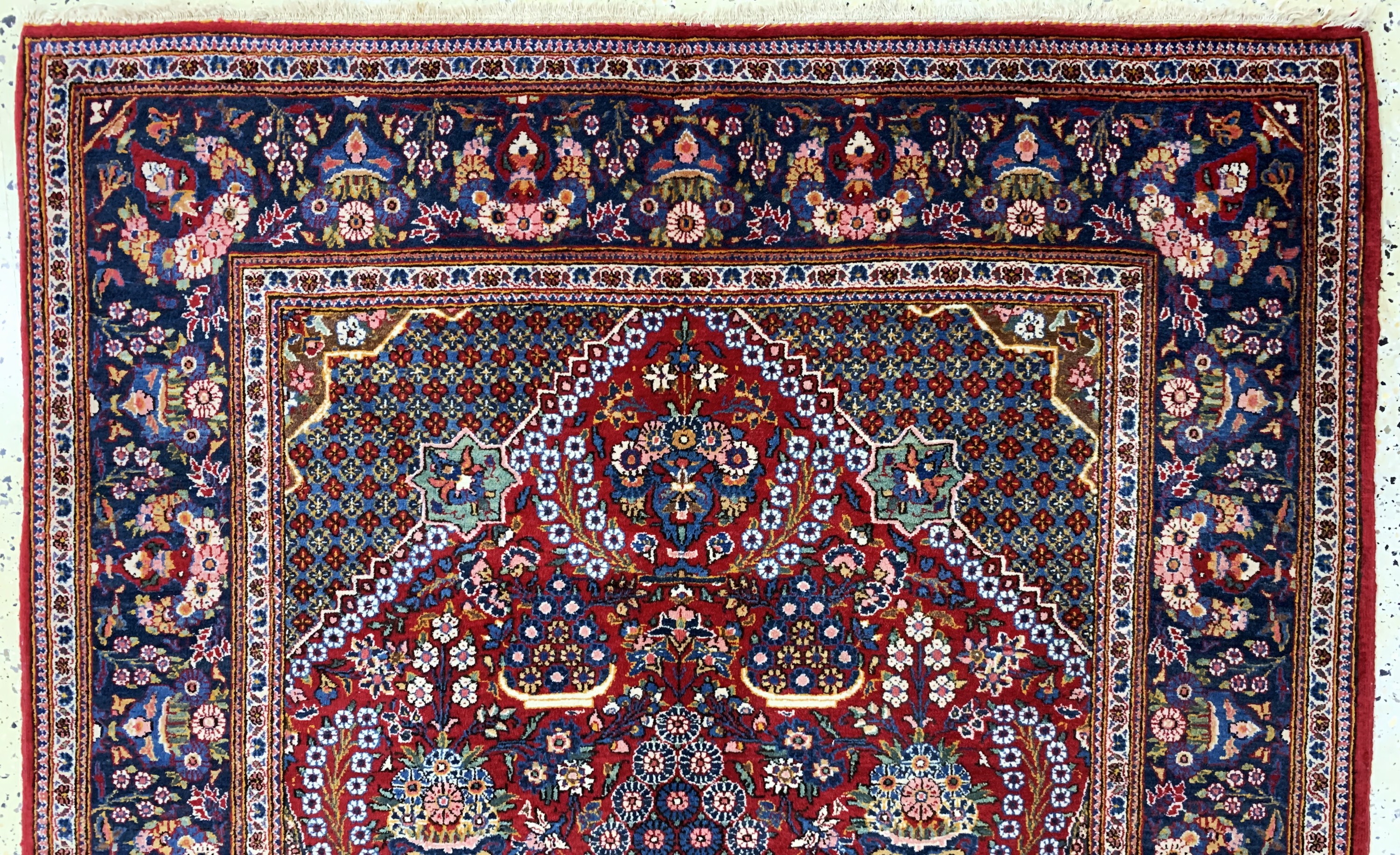Detail a: Keschan"Hadji-Khanomi", Persien, Mitte 20.Jhd, Wolle auf Baumwolle, ca. 200 x 135 cm,EHZ: 2, (Risse am Rand)