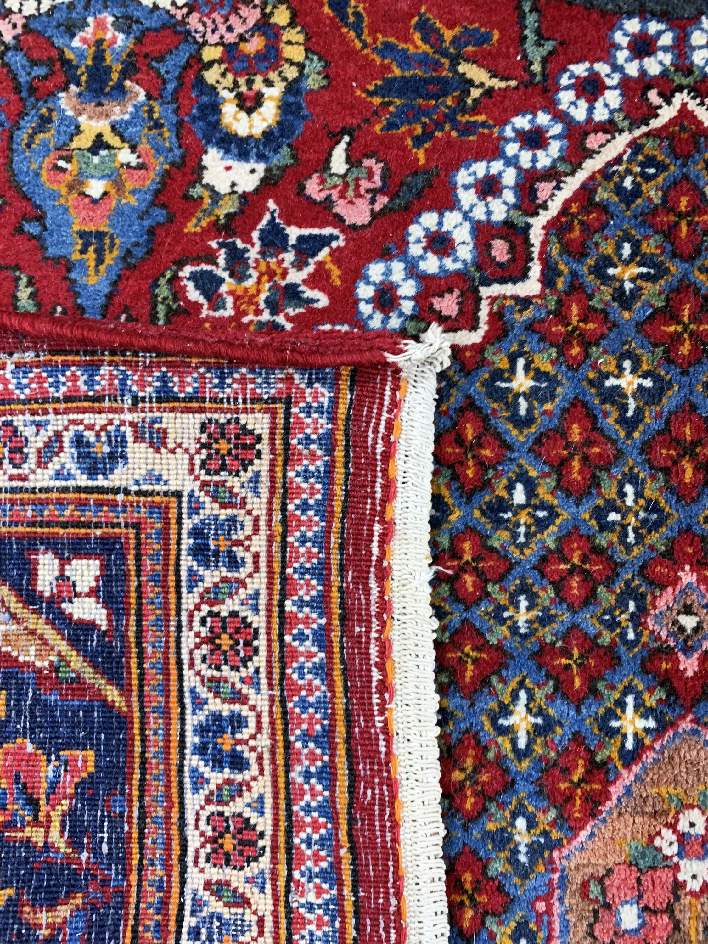 Detail f: Keschan"Hadji-Khanomi", Persien, Mitte 20.Jhd, Wolle auf Baumwolle, ca. 200 x 135 cm,EHZ: 2, (Risse am Rand)