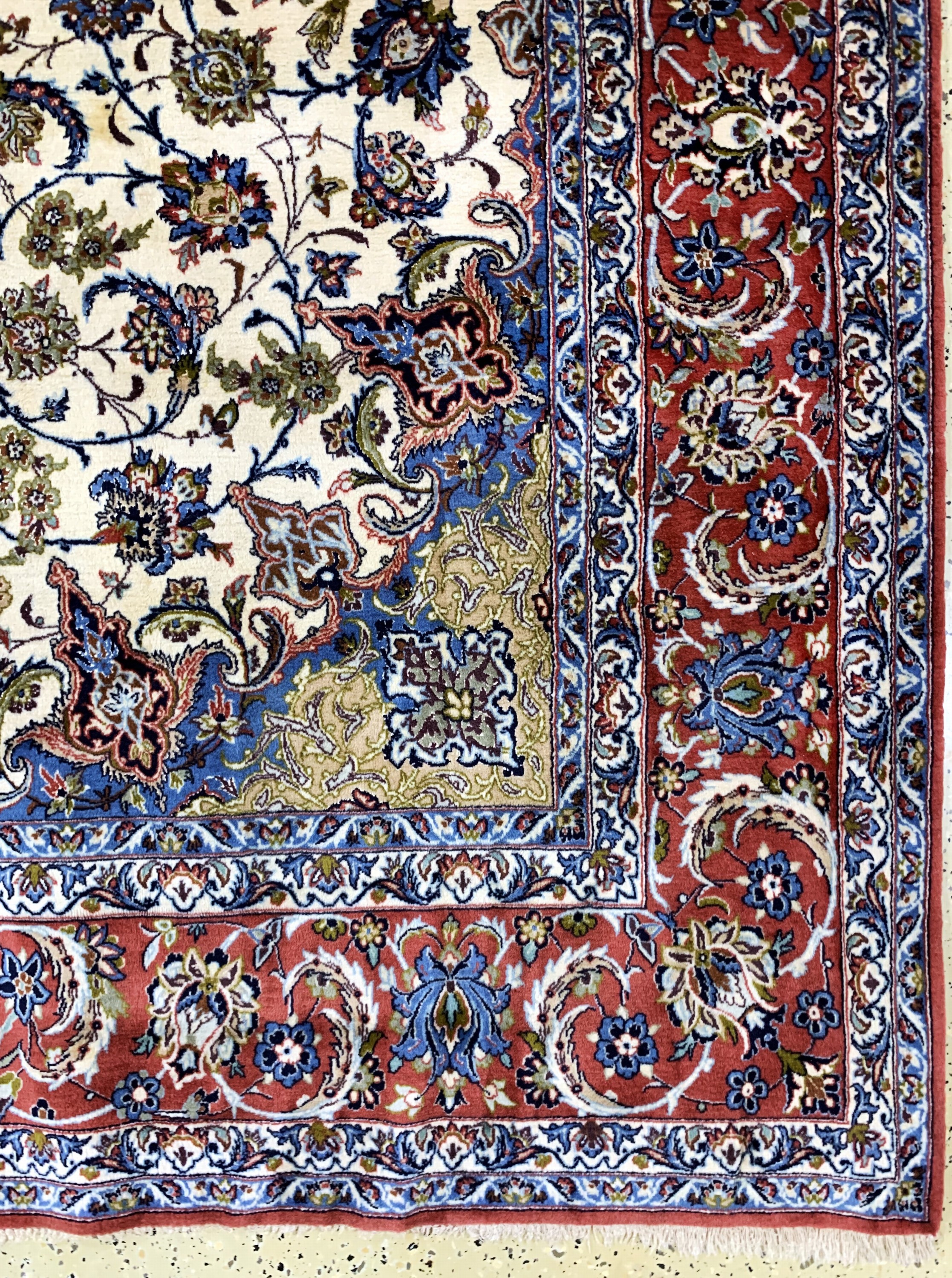 Detail a: Esfahan fein, Persien, Ende 20.Jhd, Korkwolle mit und auf Seide, ca. 298 x 205 cm,EHZ: 2