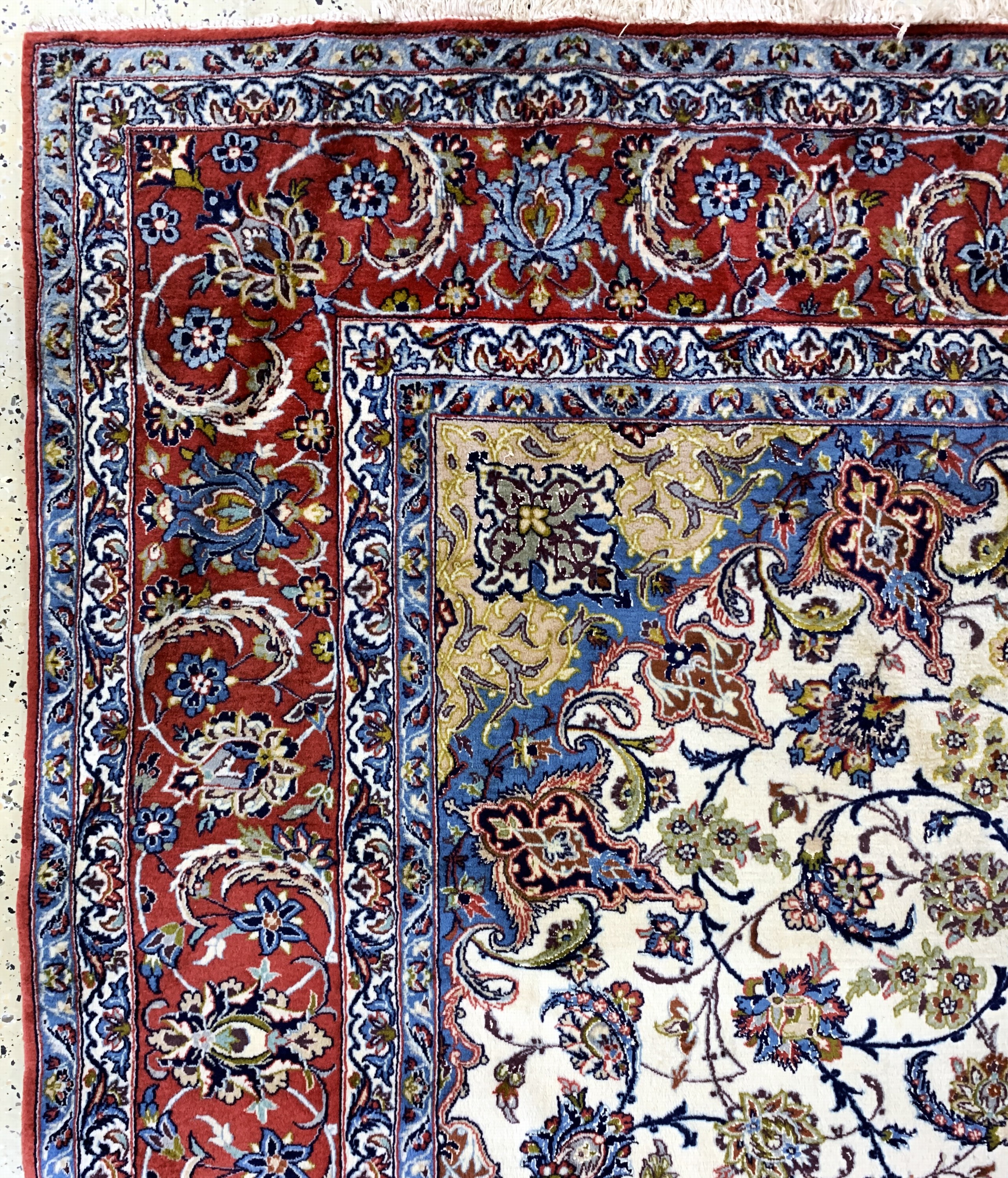 Detail d: Esfahan fein, Persien, Ende 20.Jhd, Korkwolle mit und auf Seide, ca. 298 x 205 cm,EHZ: 2