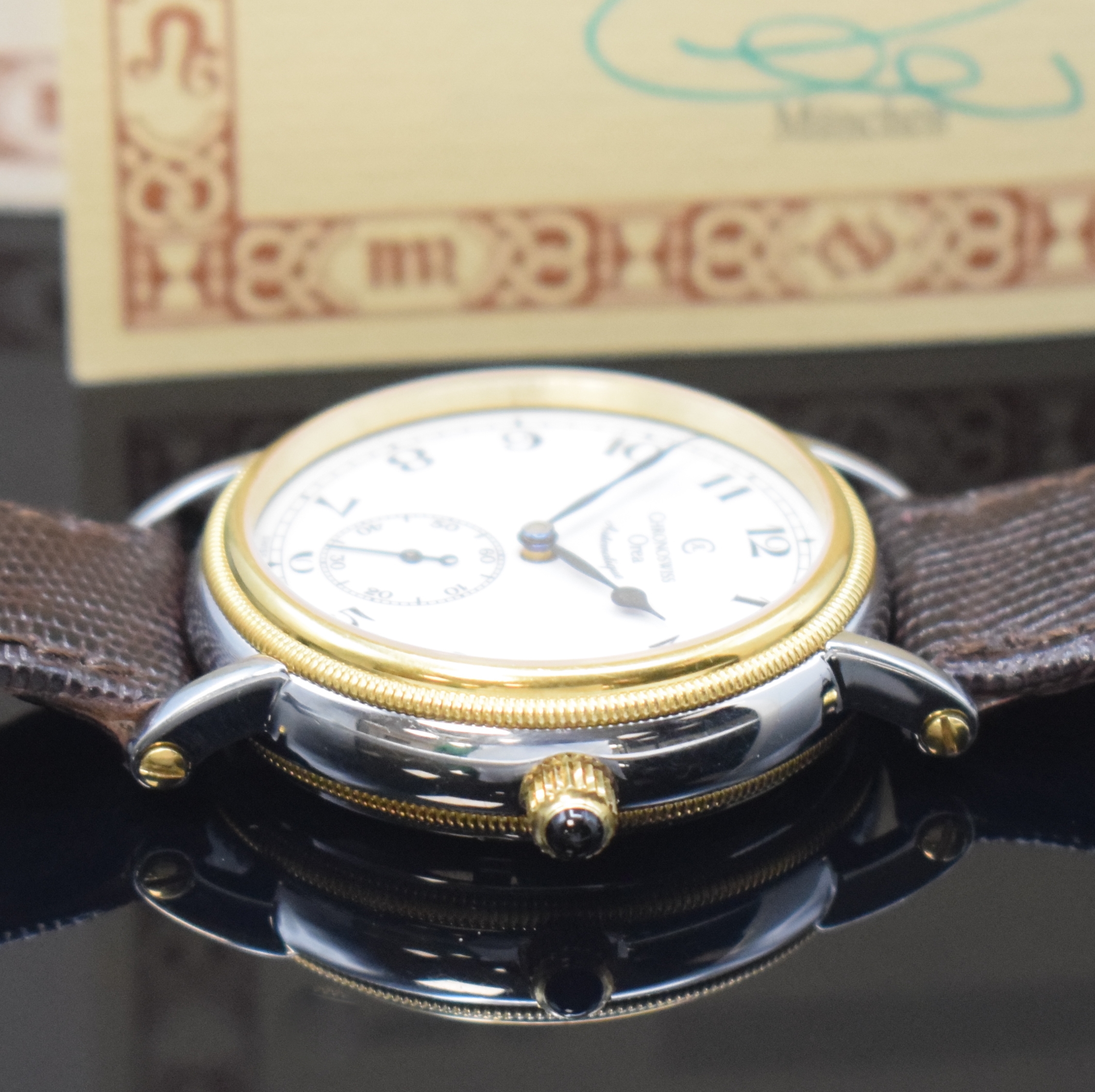 Detail c: CHRONOSWISS seltene Herrenarmbanduhr Orea Referenz CH 1262, Automatik, Schweiz um 2003, Edelstahl/Gold kombiniert inkl. orig. Lederband m. orig. ...