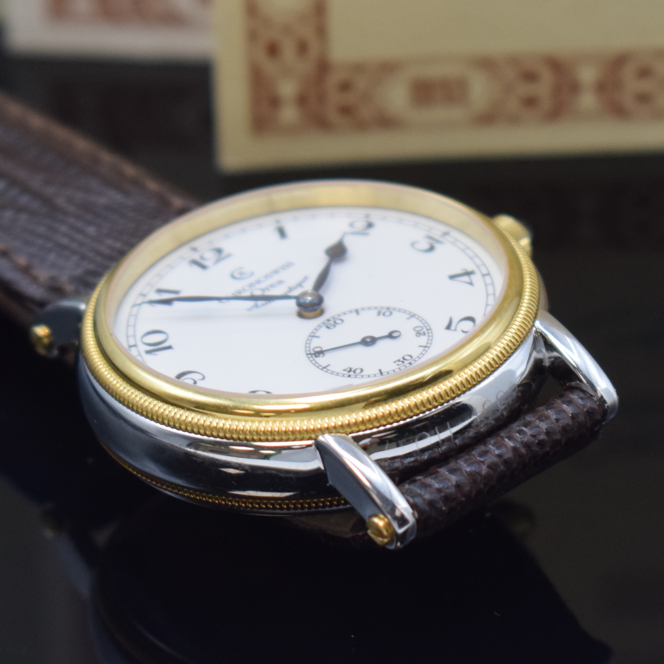Detail d: CHRONOSWISS seltene Herrenarmbanduhr Orea Referenz CH 1262, Automatik, Schweiz um 2003, Edelstahl/Gold kombiniert inkl. orig. Lederband m. orig. ...