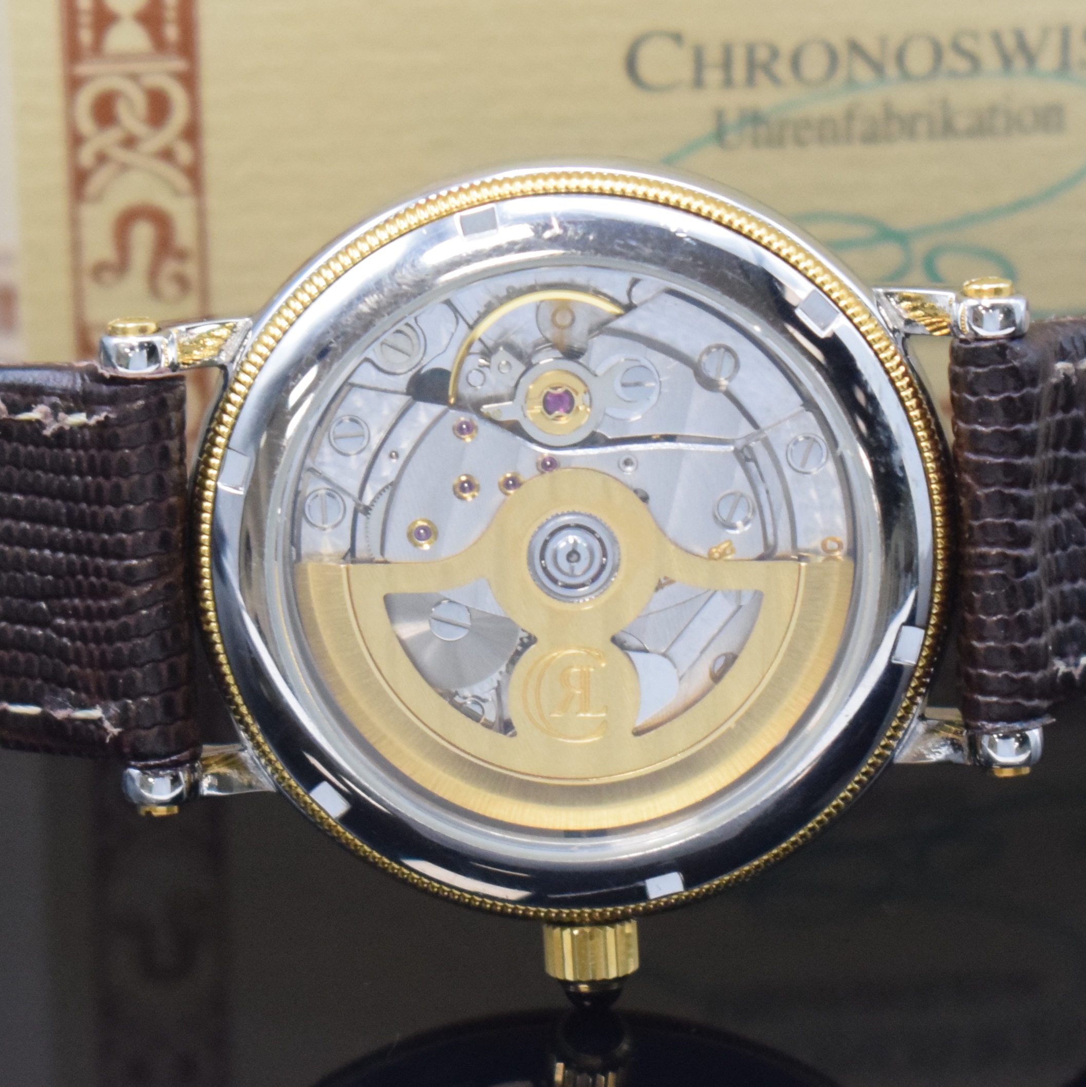 Detail f: CHRONOSWISS seltene Herrenarmbanduhr Orea Referenz CH 1262, Automatik, Schweiz um 2003, Edelstahl/Gold kombiniert inkl. orig. Lederband m. orig. ...