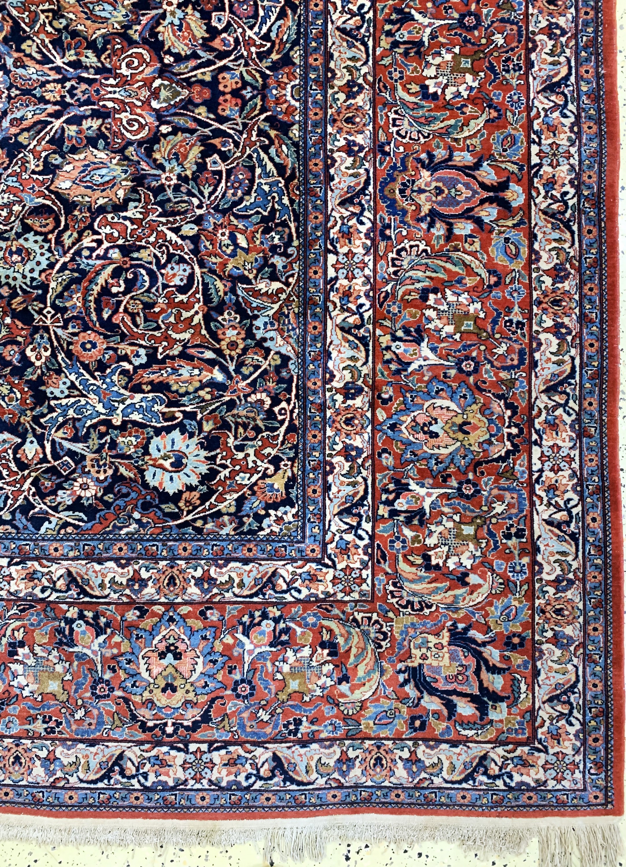 Detail a: Keschan fein, Persien, Anfang 20.Jhd., Korkwolle, ca. 425 x 323 cm, EHZ: 2, minimal Mottenfraß am Rand