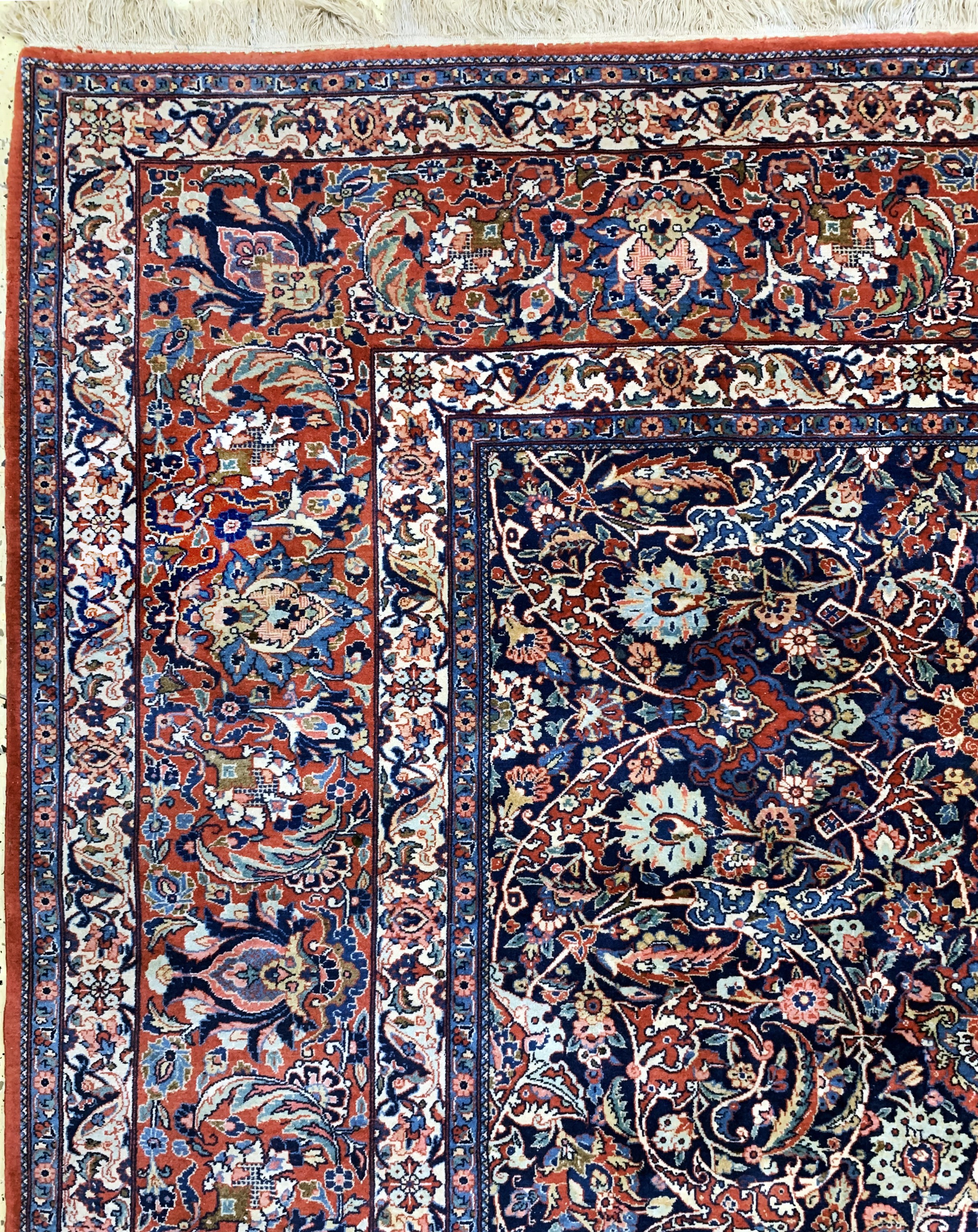 Detail d: Keschan fein, Persien, Anfang 20.Jhd., Korkwolle, ca. 425 x 323 cm, EHZ: 2, minimal Mottenfraß am Rand